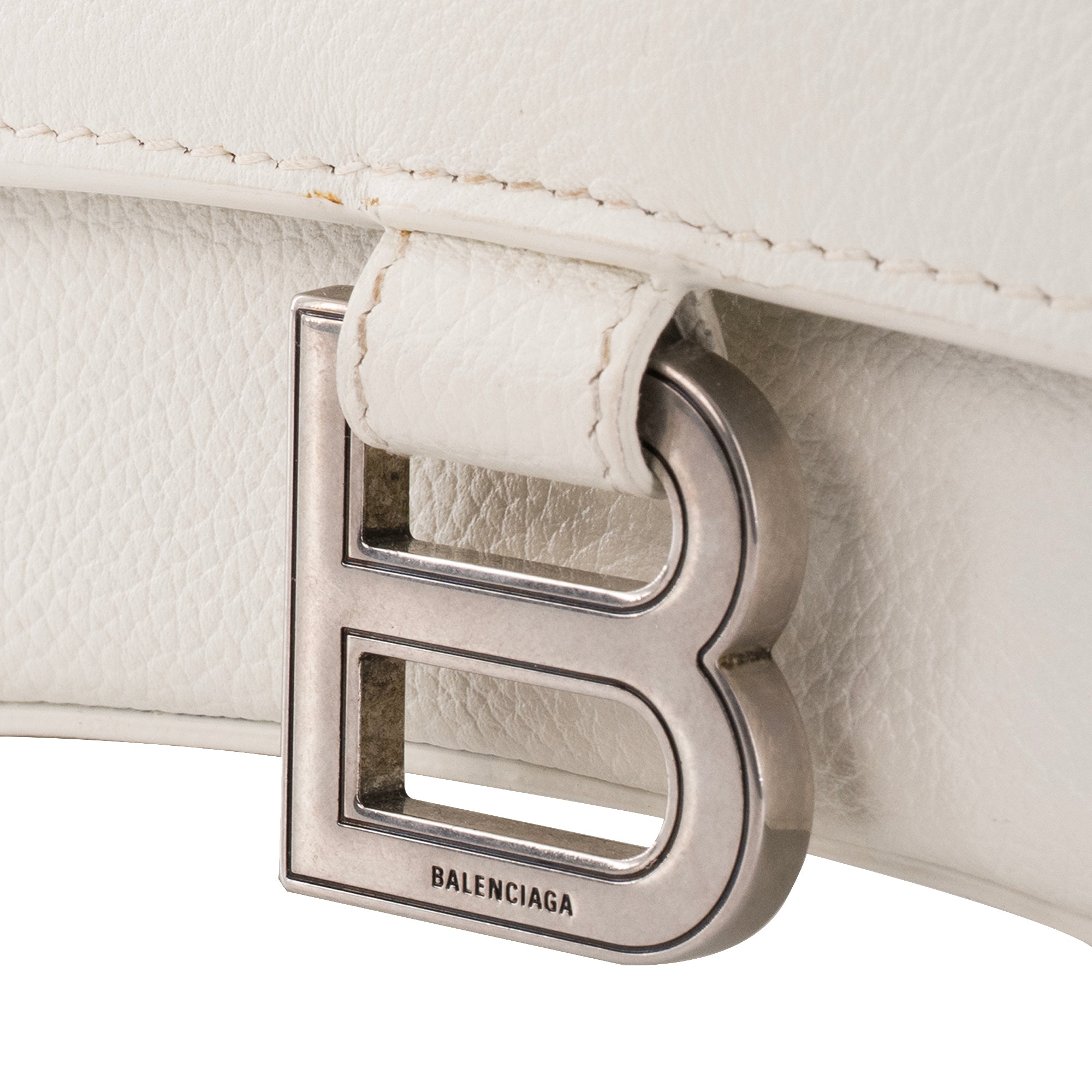BALENCIAGA - Sac à bandoulière Hourglass Balenciaga en cuir grainé blanc