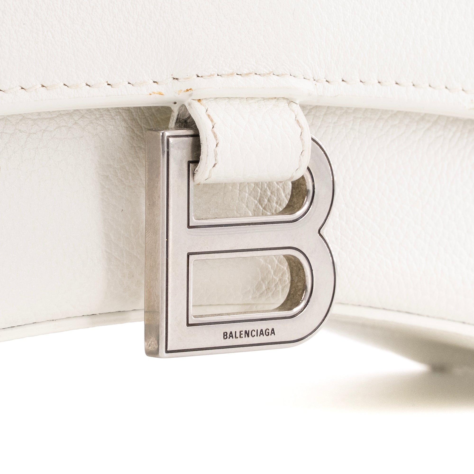 BALENCIAGA - Sac à bandoulière Hourglass Balenciaga en cuir grainé blanc