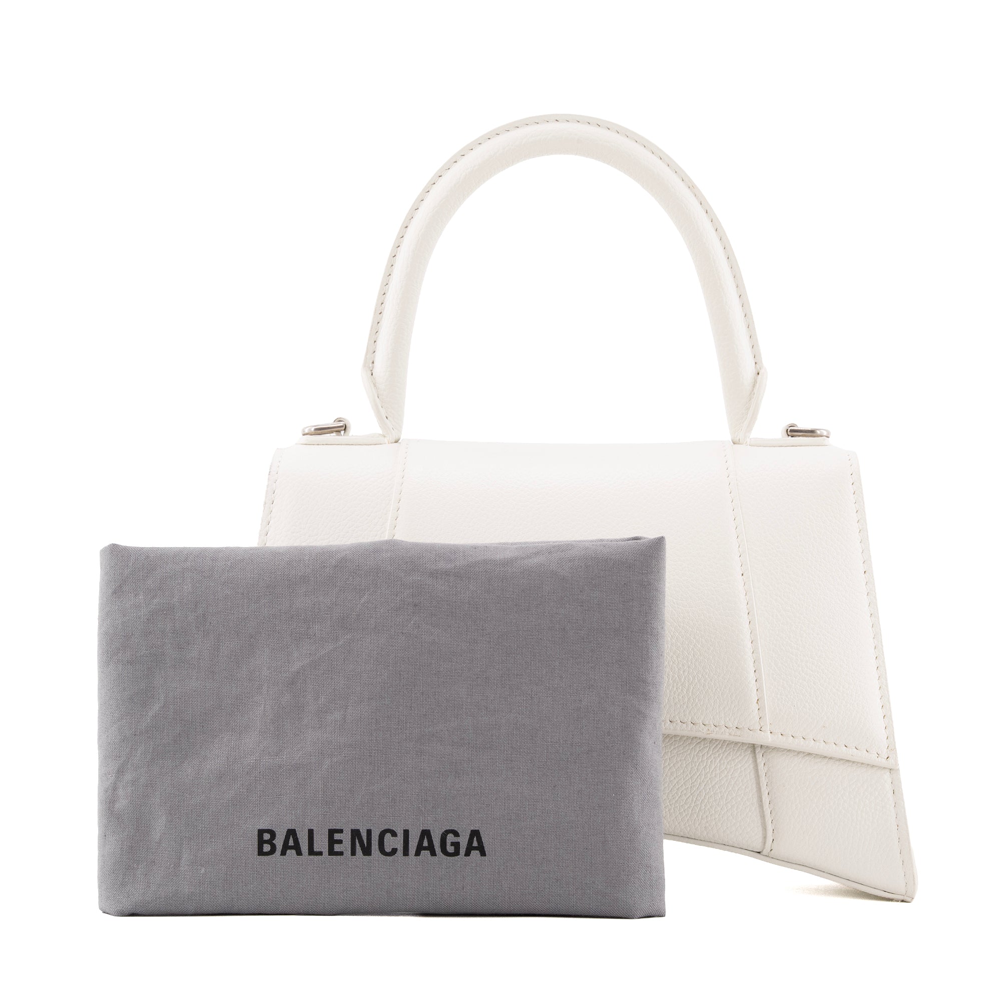 BALENCIAGA - Sac à bandoulière Hourglass Balenciaga en cuir grainé blanc