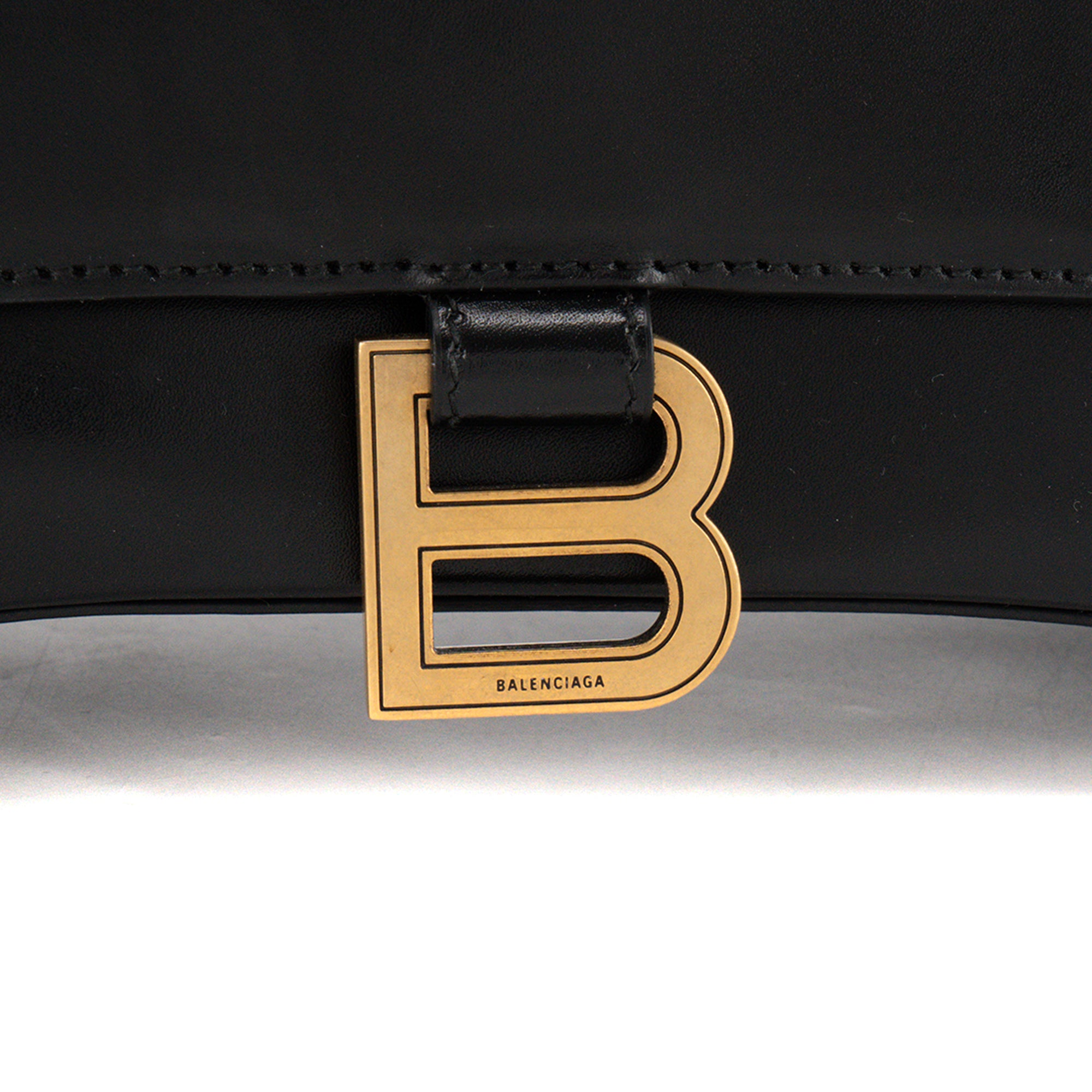 BALENCIAGA - Sac à bandoulière Hourglass Large Balenciaga en cuir lisse noir