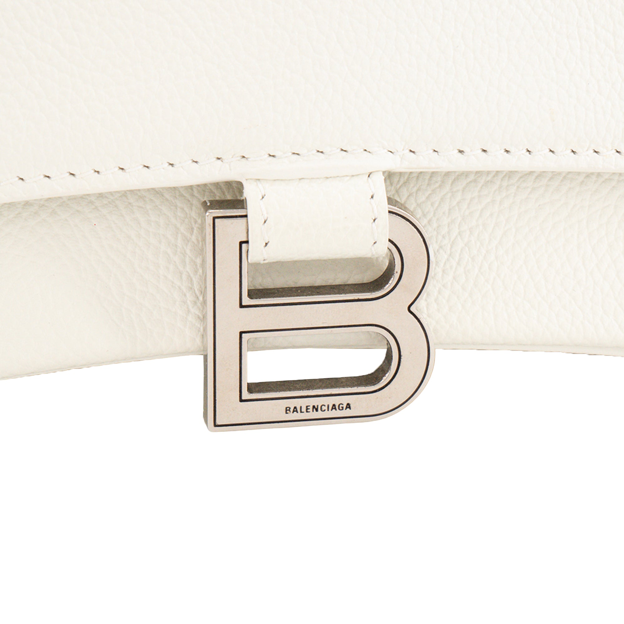BALENCIAGA - Sac à bandoulière Hourglass Small Balenciaga en cuir grainé blanc