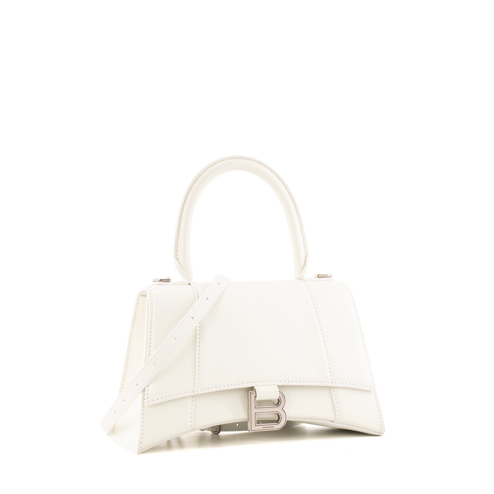 BALENCIAGA - Sac à bandoulière Hourglass Small Balenciaga en cuir grainé blanc