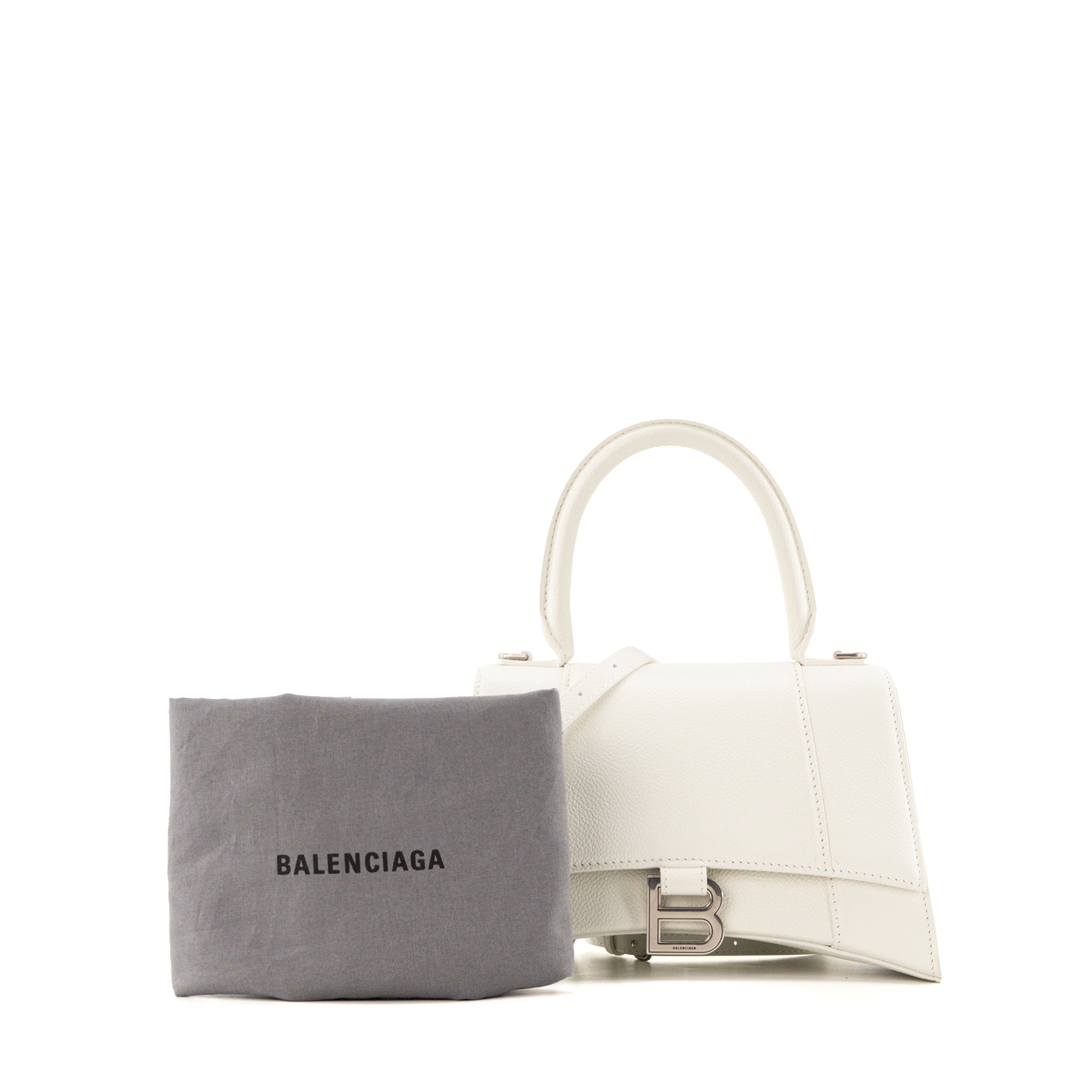 BALENCIAGA - Sac à bandoulière Hourglass Small Balenciaga en cuir grainé blanc
