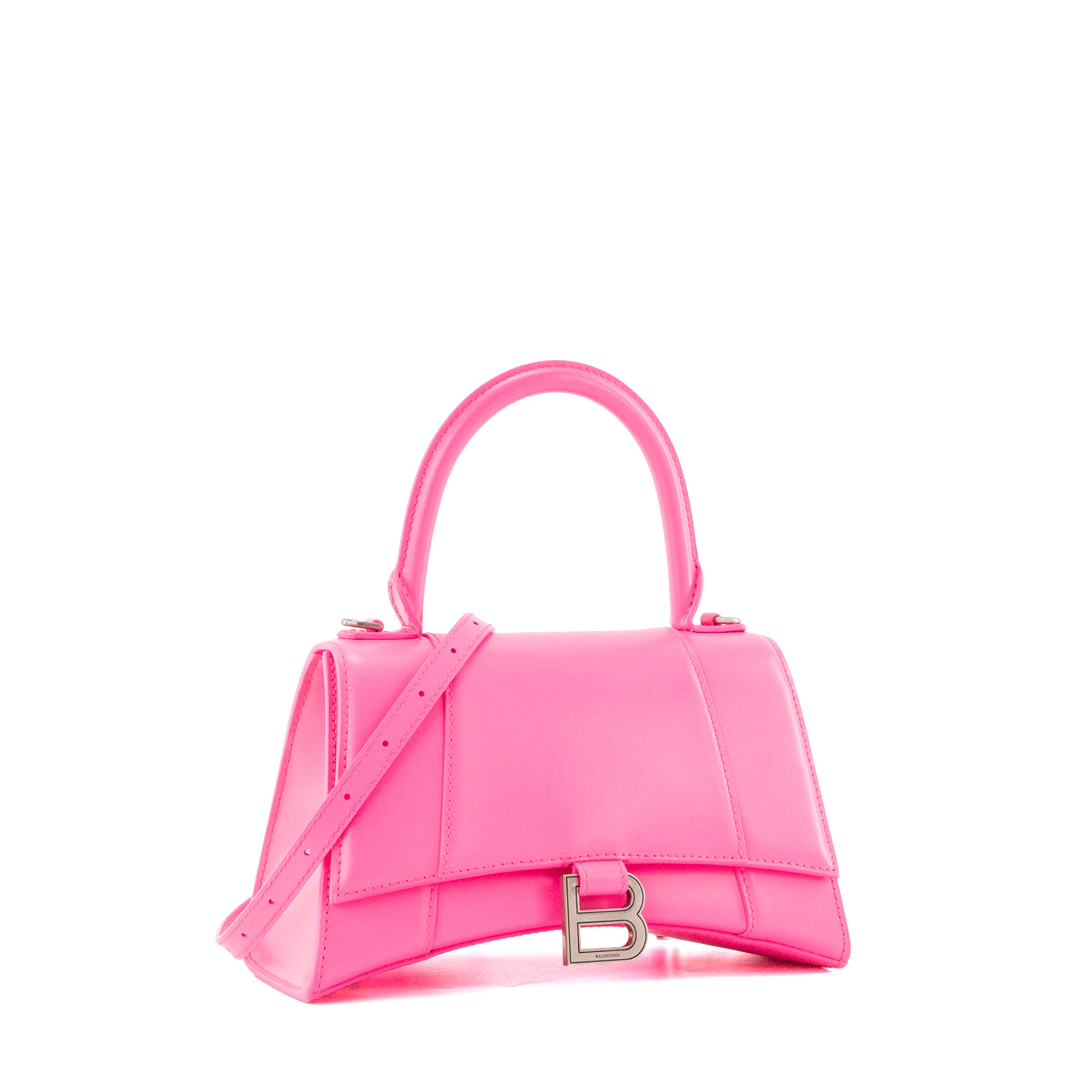 BALENCIAGA - Sac à bandoulière Hourglass Small Balenciaga en cuir lisse rose