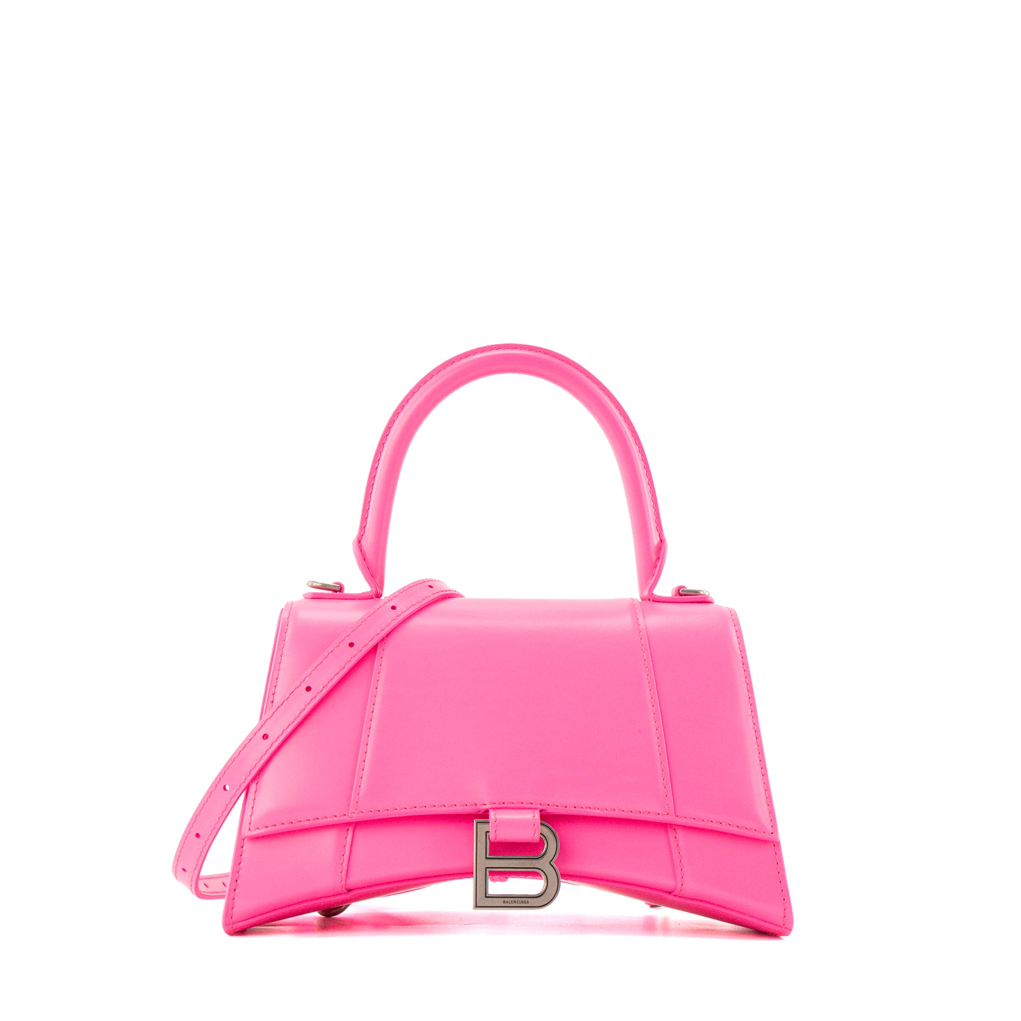 BALENCIAGA - Sac à bandoulière Hourglass Small Balenciaga en cuir lisse rose