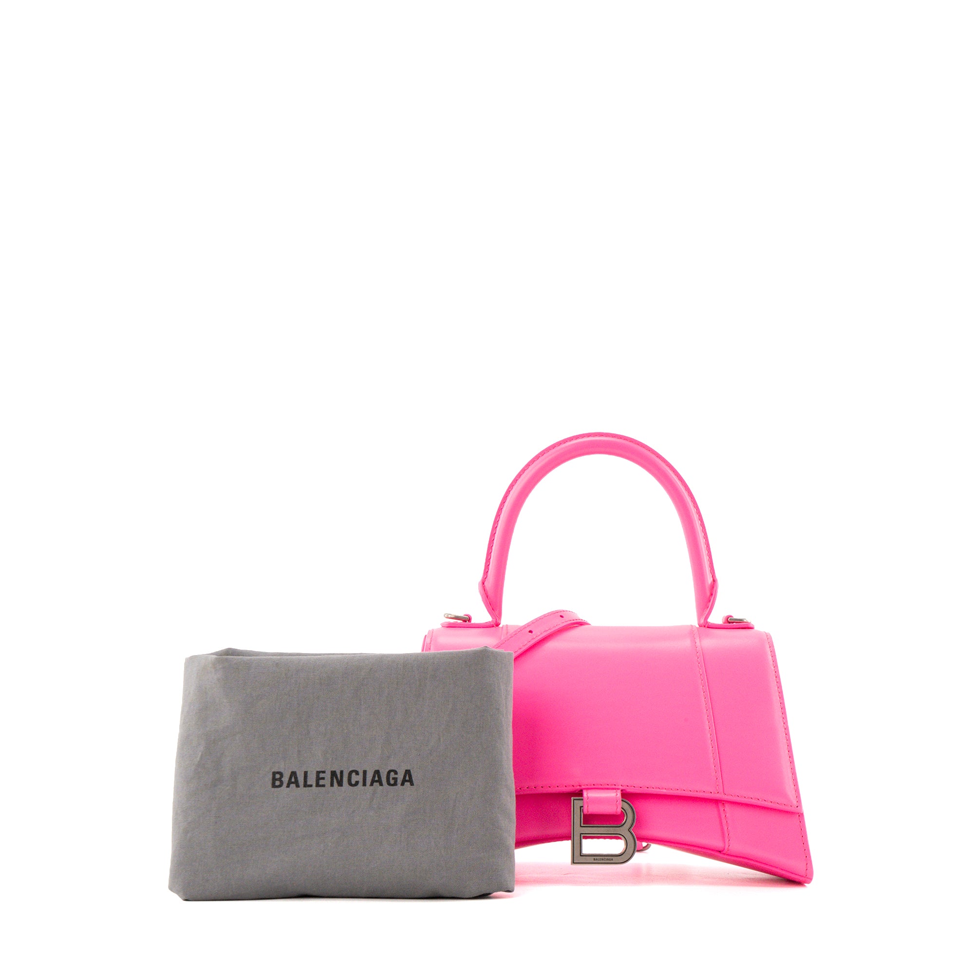 BALENCIAGA - Sac à bandoulière Hourglass Small Balenciaga en cuir lisse rose