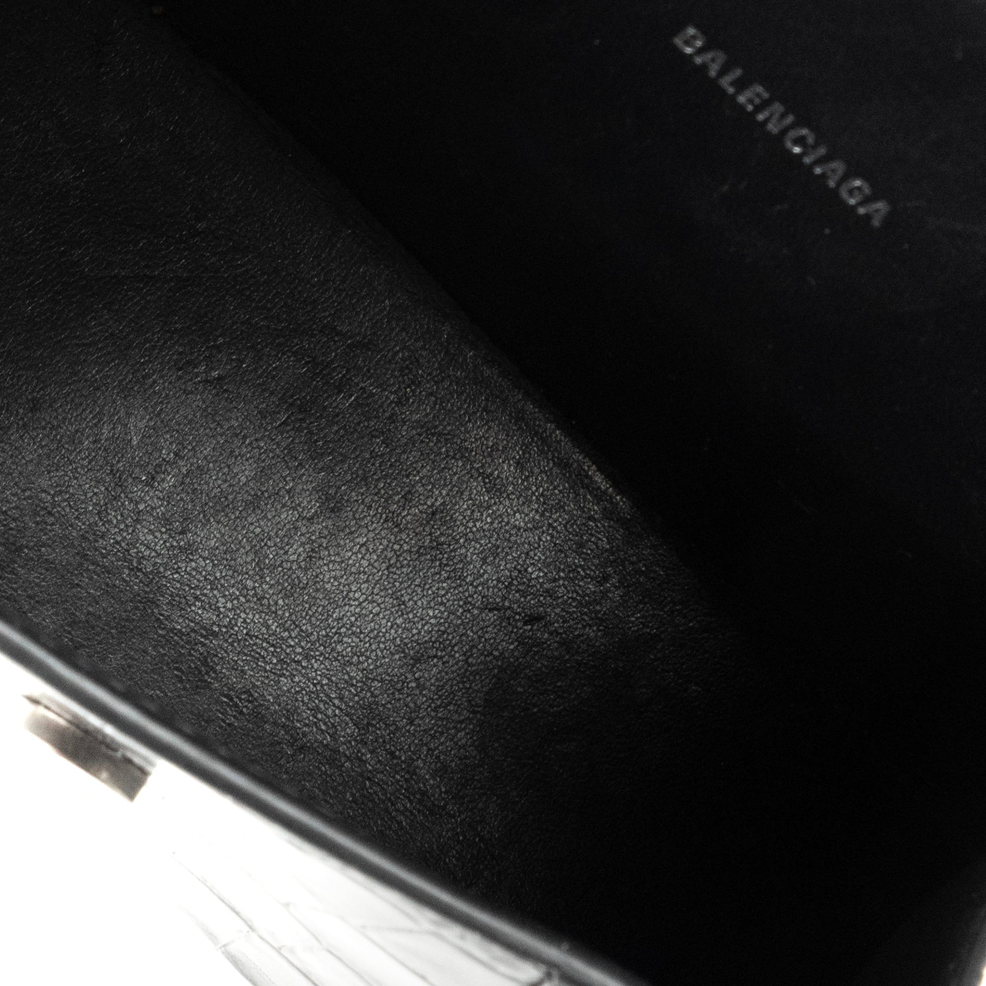 BALENCIAGA - Sac à bandoulière Hourglass XS Balenciaga en cuir embossé croco noir