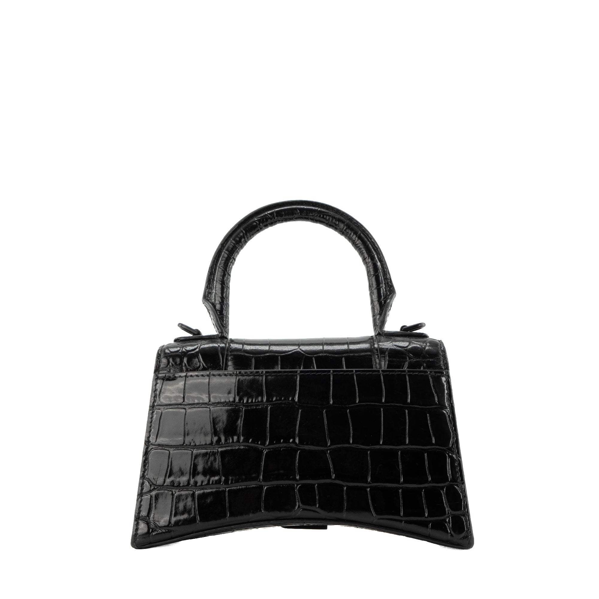 BALENCIAGA - Sac à bandoulière Hourglass XS Balenciaga en cuir embossé croco noir