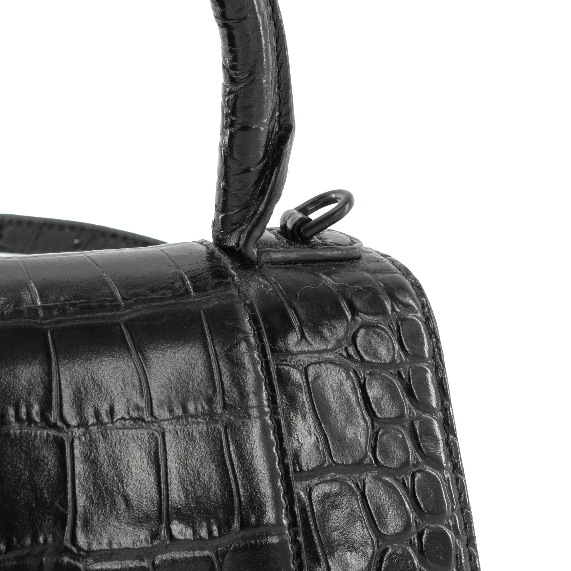 BALENCIAGA - Sac à bandoulière Hourglass XS Balenciaga en cuir embossé croco noir