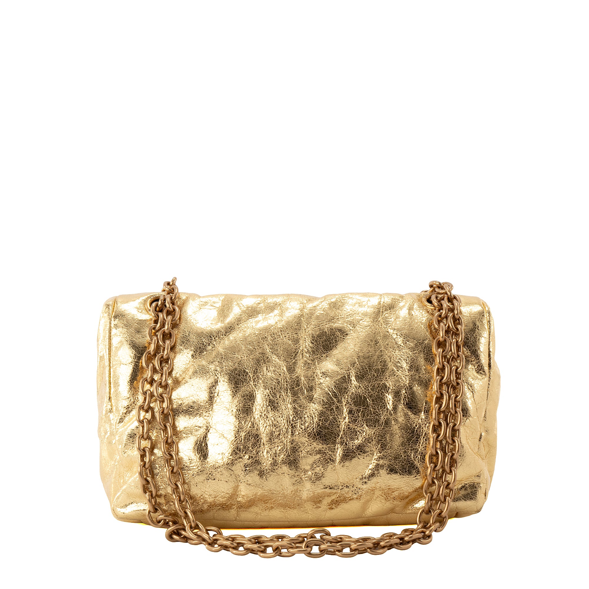 BALENCIAGA - Sac à bandoulière Monaco moyen Balenciaga en cuir froissé doré