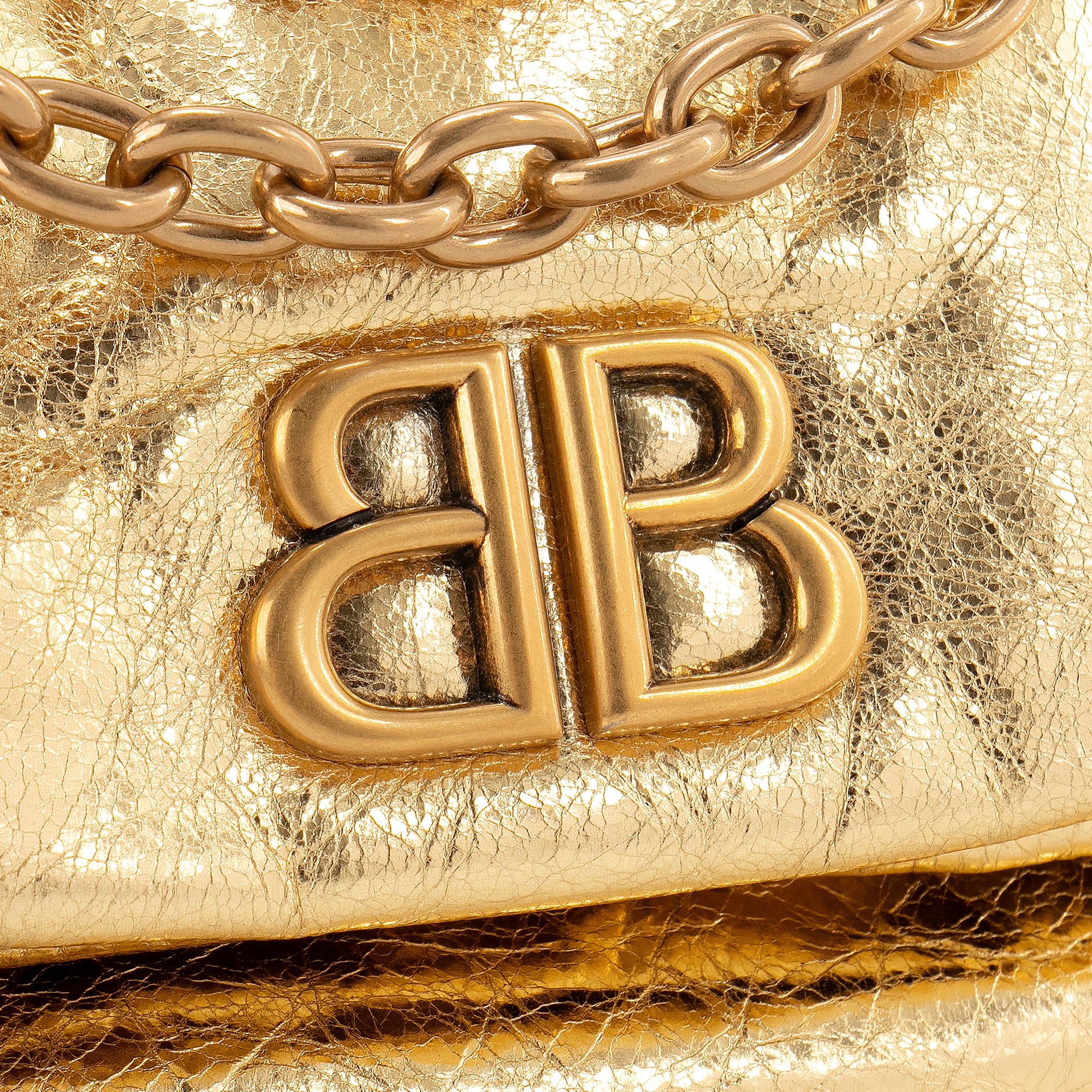 BALENCIAGA - Sac à bandoulière Monaco moyen Balenciaga en cuir froissé doré