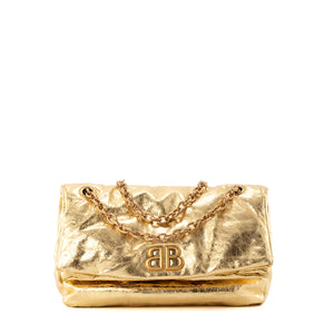 BALENCIAGA - Sac à bandoulière Monaco moyen Balenciaga en cuir froissé doré