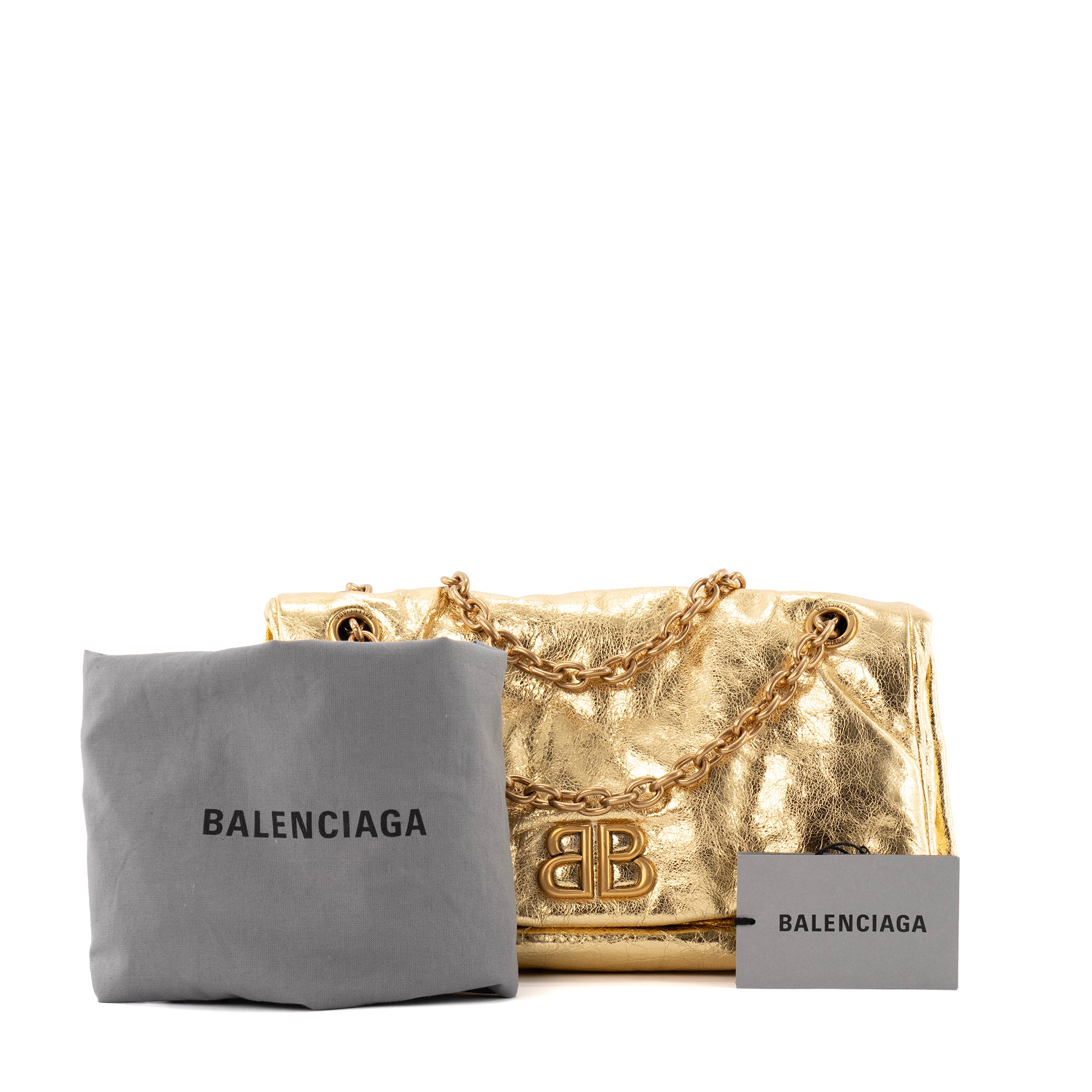 BALENCIAGA - Sac à bandoulière Monaco moyen Balenciaga en cuir froissé doré