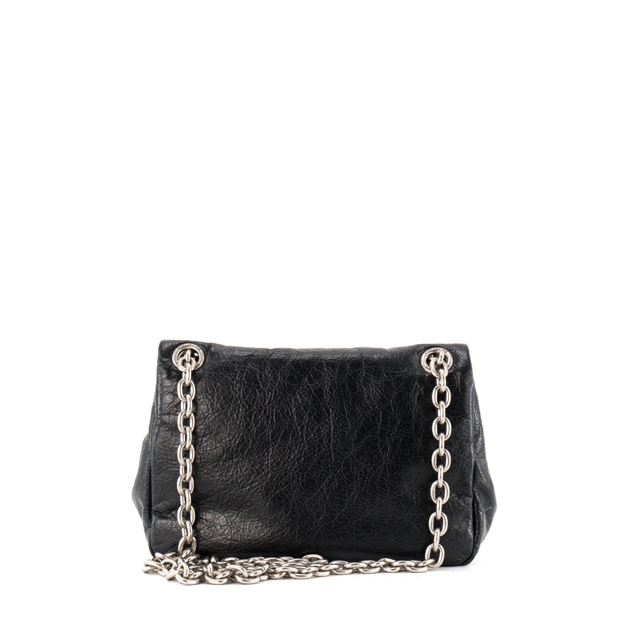 BALENCIAGA - Sac à bandoulière Monaco mini Balenciaga en cuir froissé noir