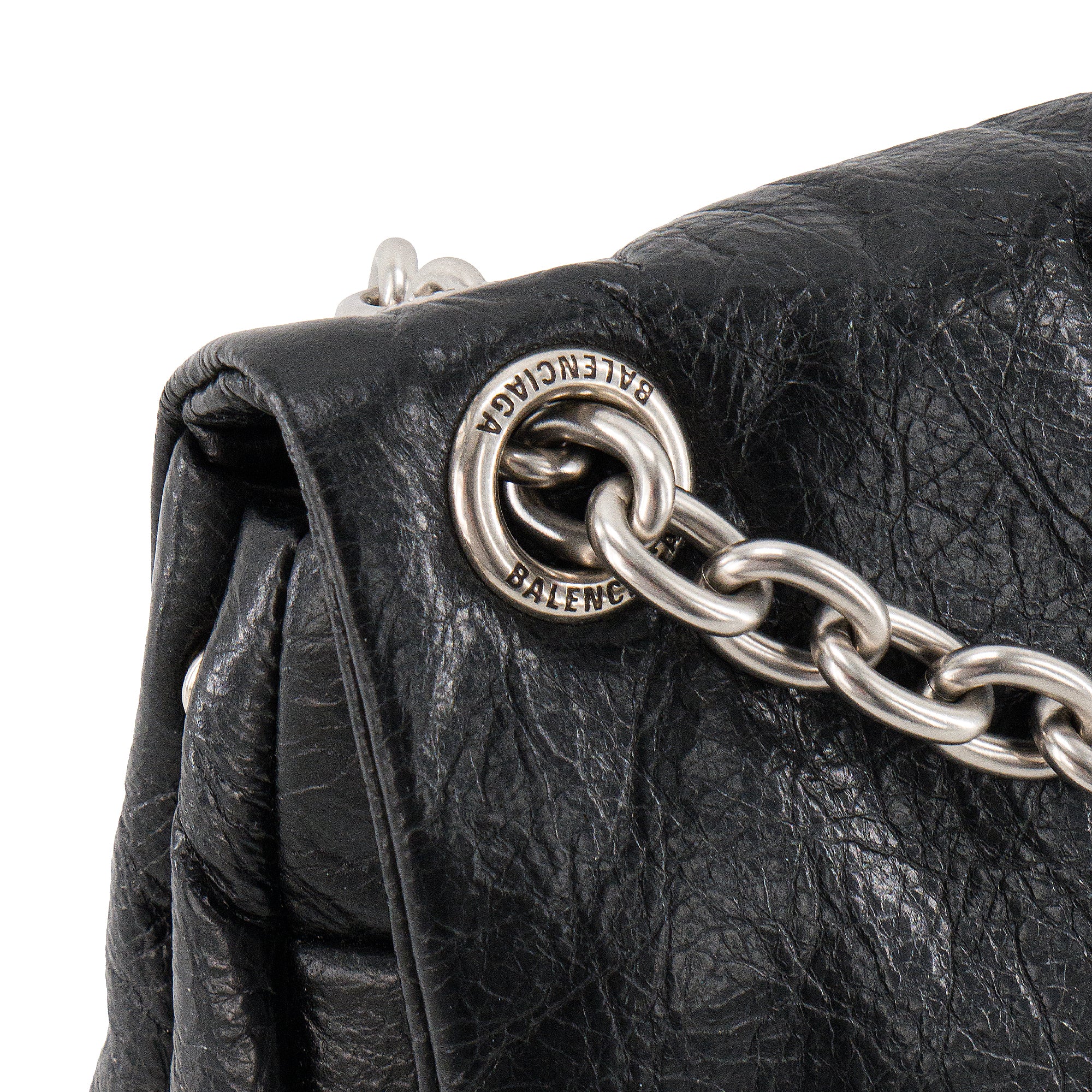 BALENCIAGA - Sac à bandoulière Monaco mini Balenciaga en cuir froissé noir