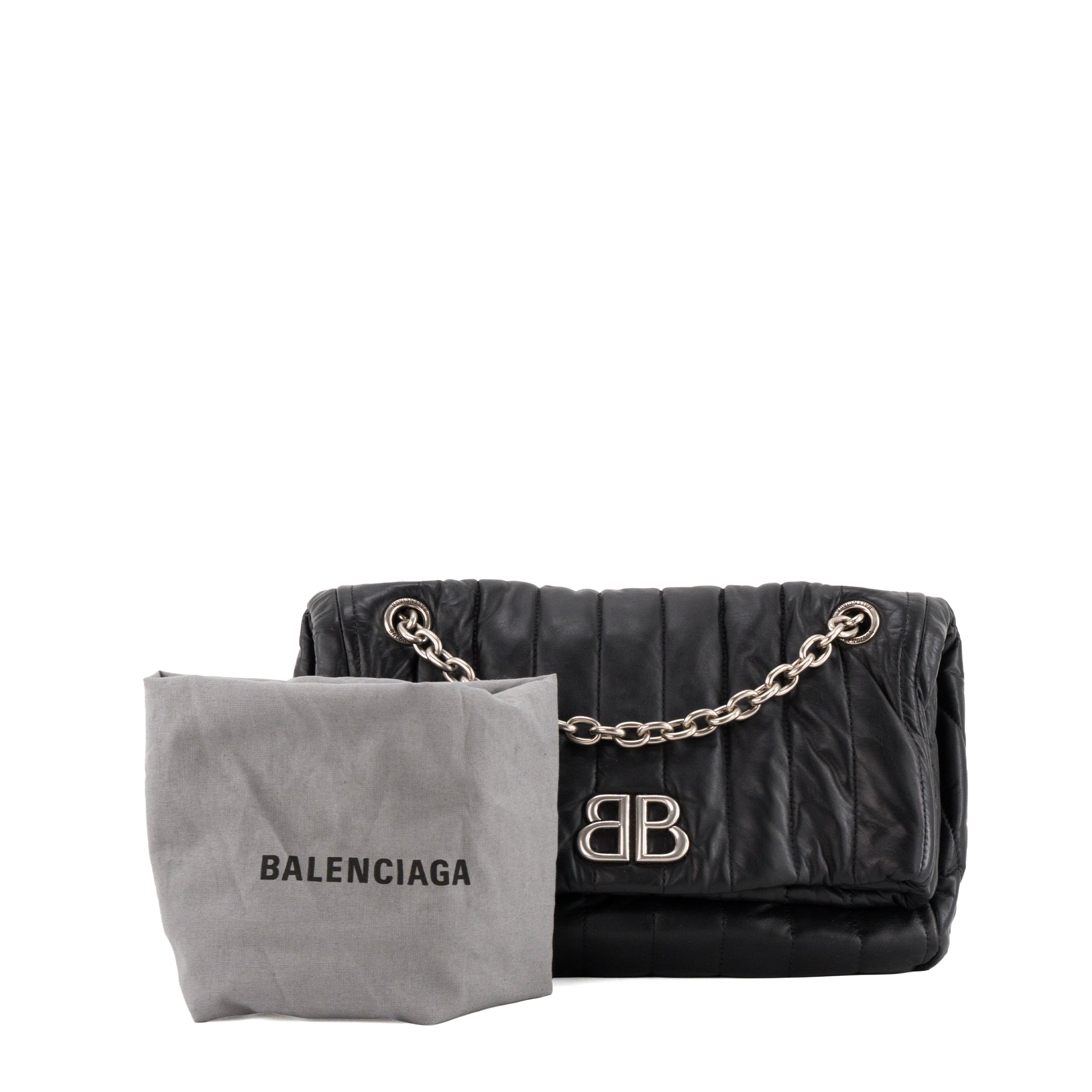 BALENCIAGA - Sac à bandoulière Monaco Small Balenciaga en cuir lisse noir