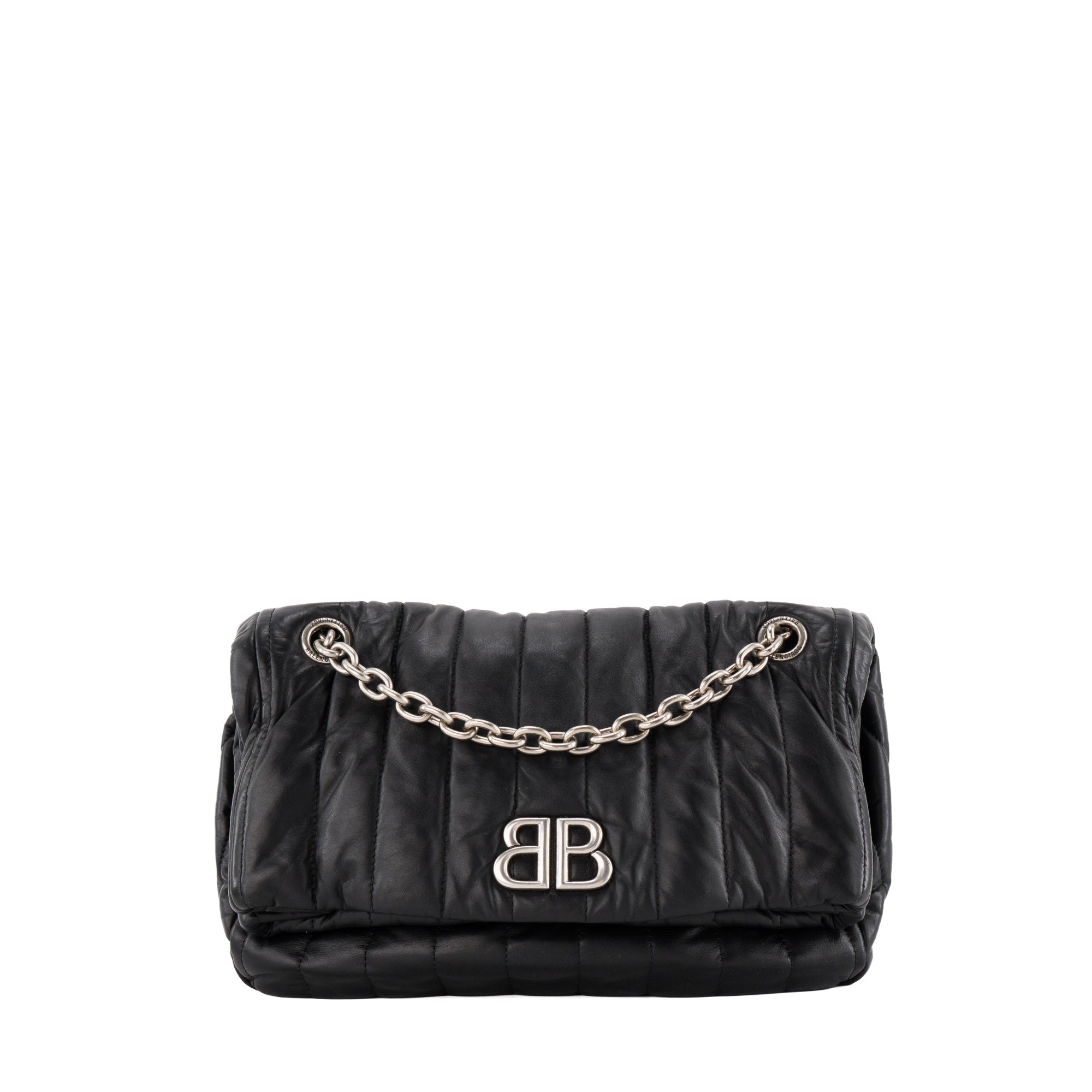 BALENCIAGA - Sac à bandoulière Monaco Small Balenciaga en cuir lisse noir