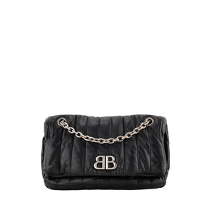 BALENCIAGA - Sac à bandoulière Monaco Small Balenciaga en cuir lisse noir