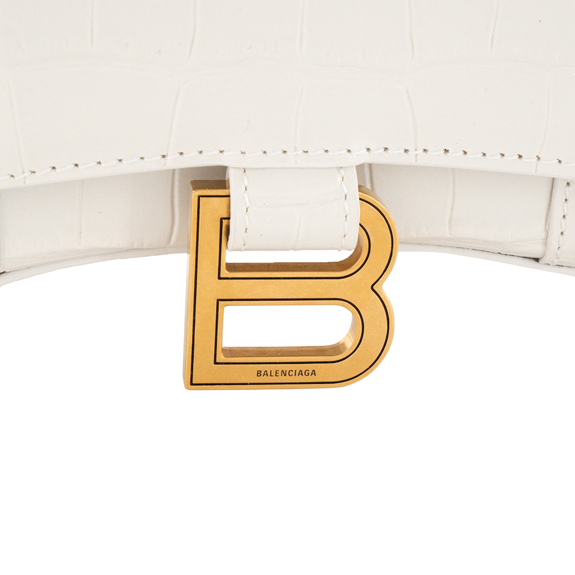 BALENCIAGA - Sac à bandoulière Wallet On Chain Balenciaga en cuir embossé crocodile blanc