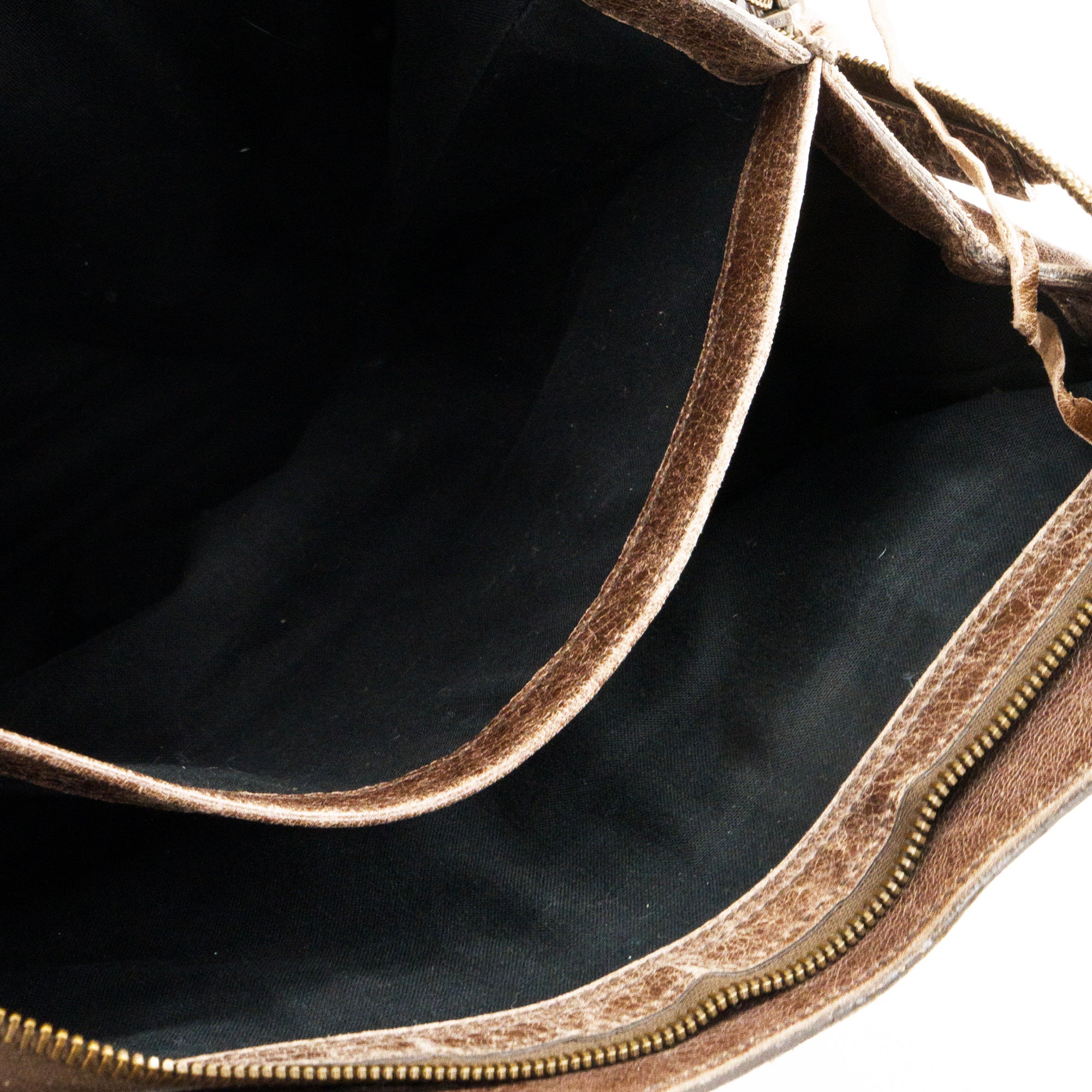 BALENCIAGA - Sac à épaule Mid Afternoon Balenciaga en cuir froissé marron