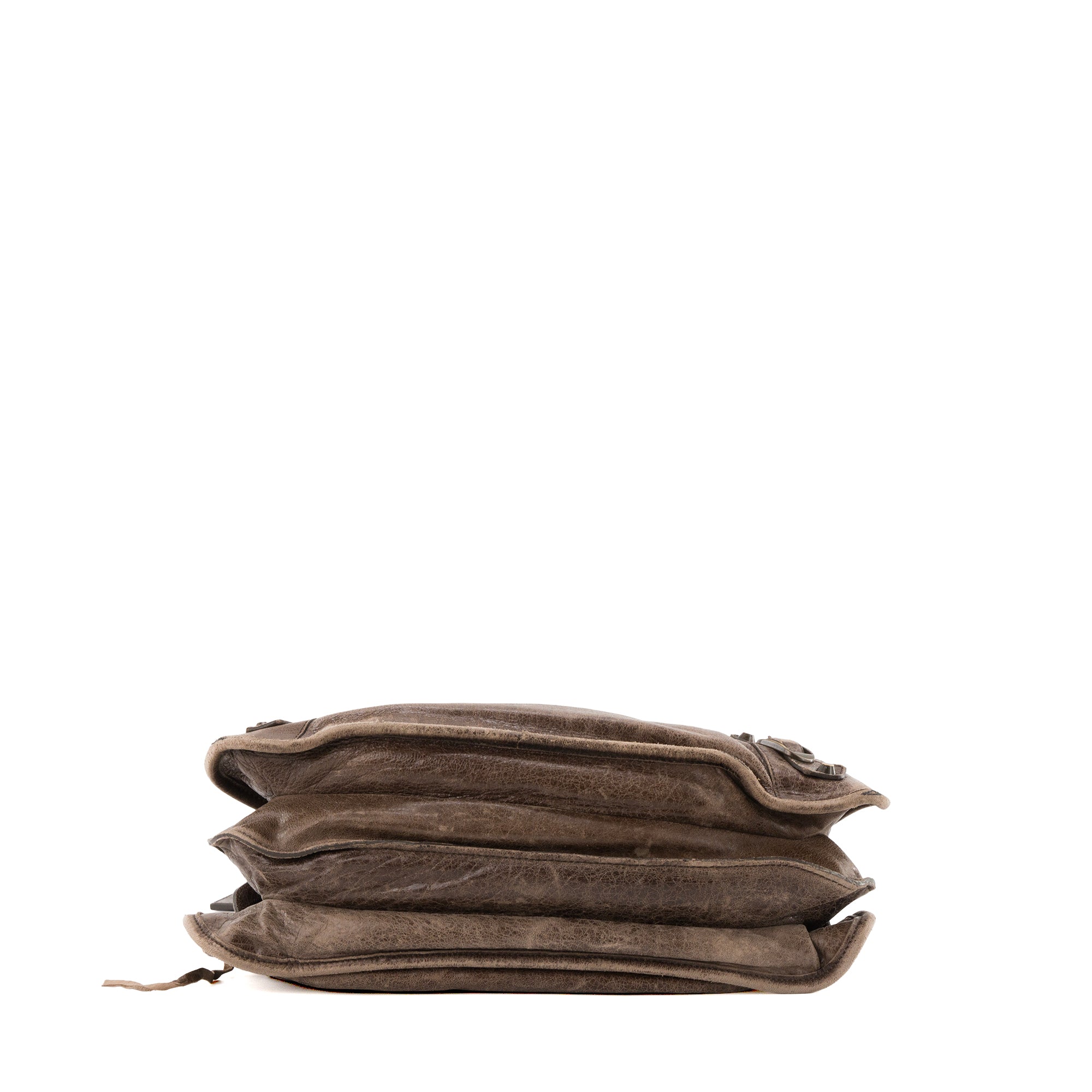 BALENCIAGA - Sac à épaule Mid Afternoon Balenciaga en cuir froissé marron