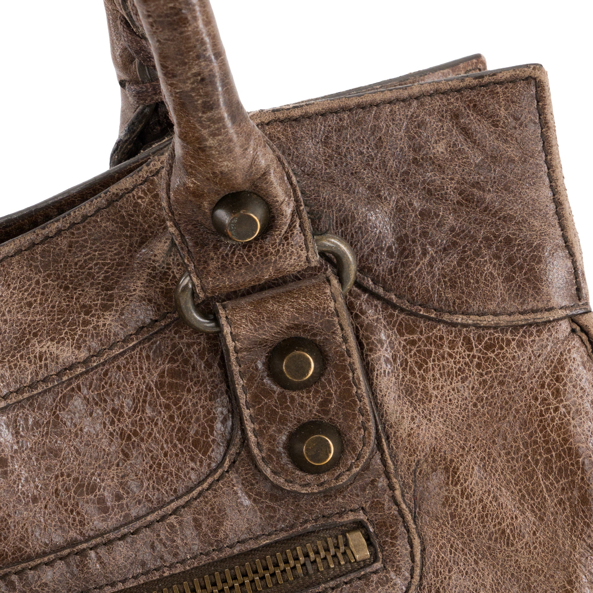BALENCIAGA - Sac à épaule Mid Afternoon Balenciaga en cuir froissé marron