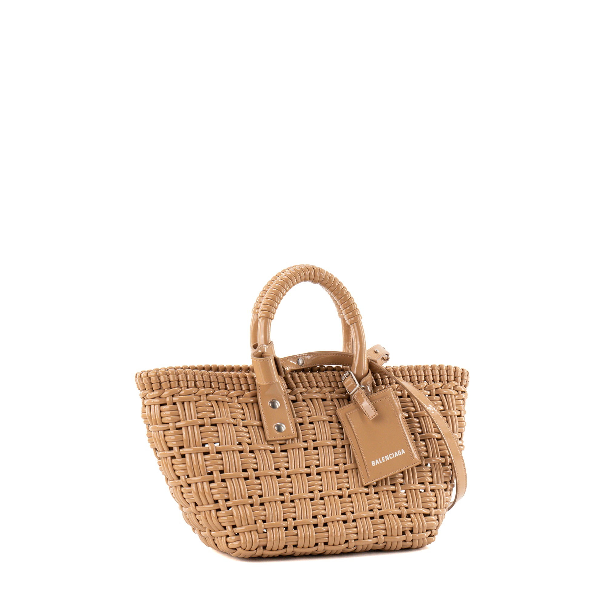 BALENCIAGA - Sac cabas Bistro XS Balenciaga en cuir verni beige