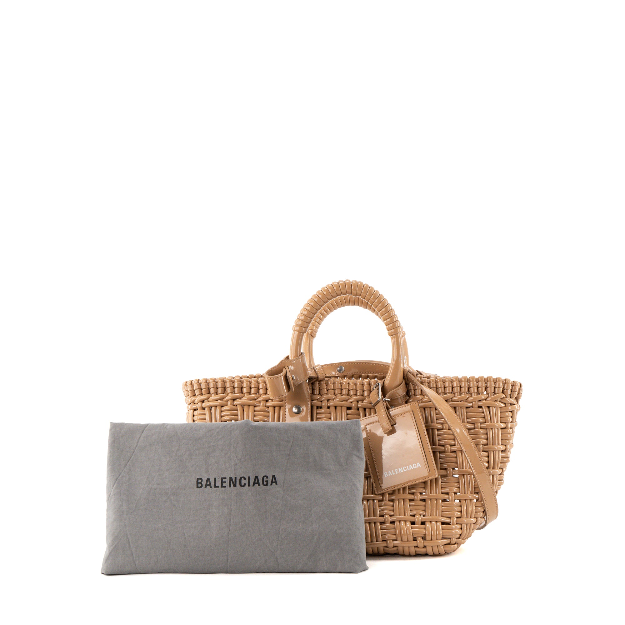 BALENCIAGA - Sac cabas Bistro XS Balenciaga en cuir verni beige