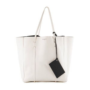 BALENCIAGA - Sac cabas Everyday Balenciaga en cuir grainé blanc