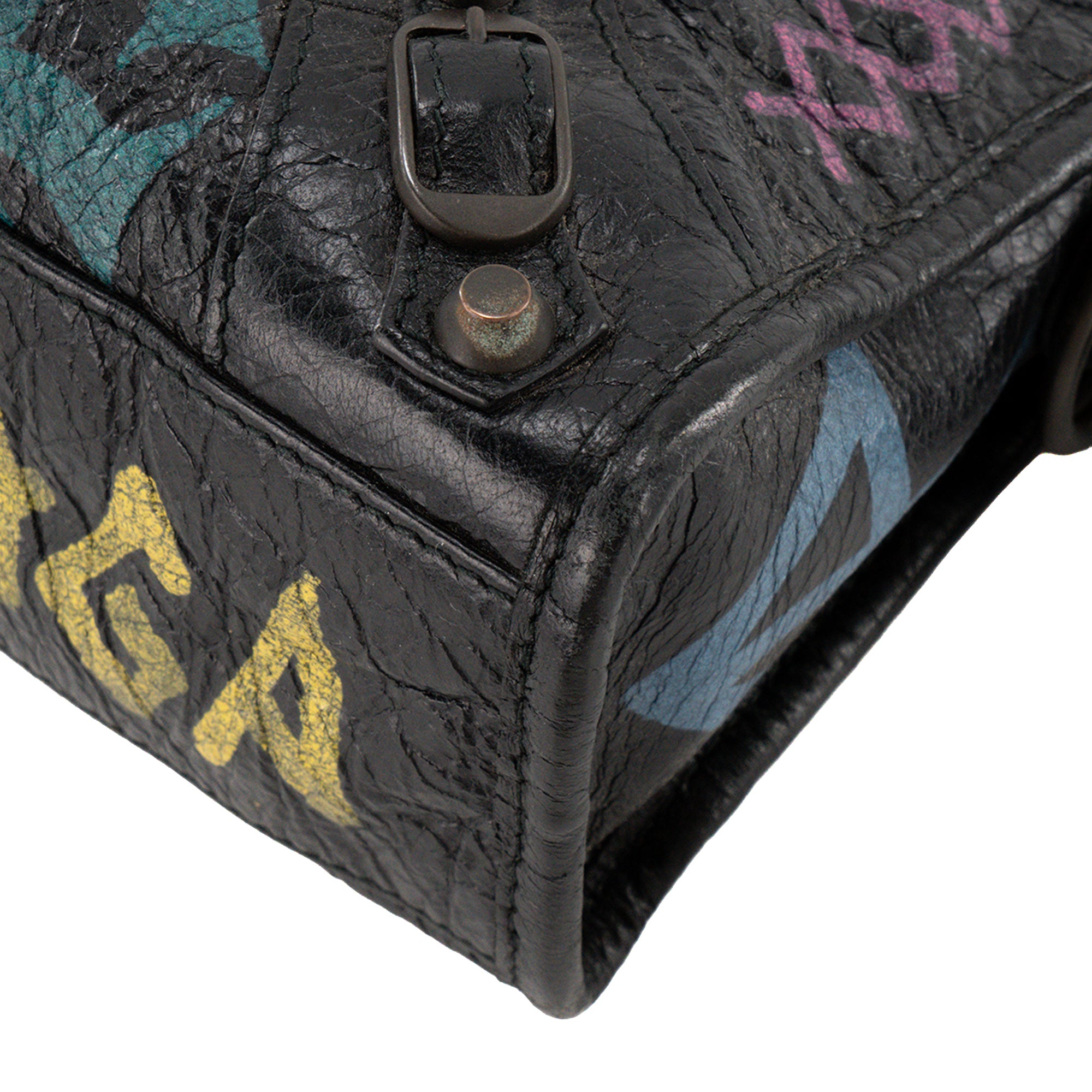 BALENCIAGA - Sac à bandoulière City Graffiti Mini Balenciaga en cuir noir