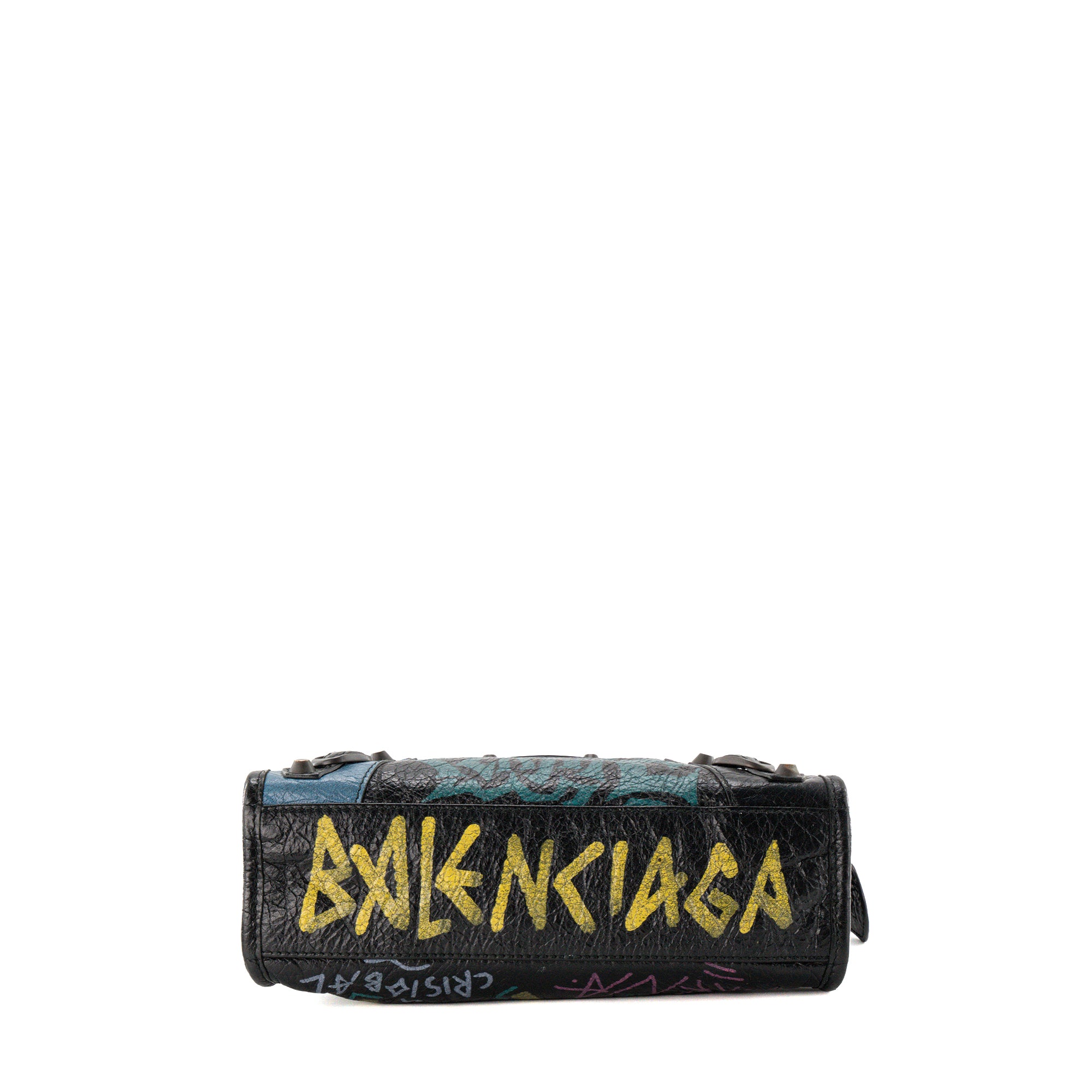 BALENCIAGA - Sac à bandoulière City Graffiti Mini Balenciaga en cuir noir