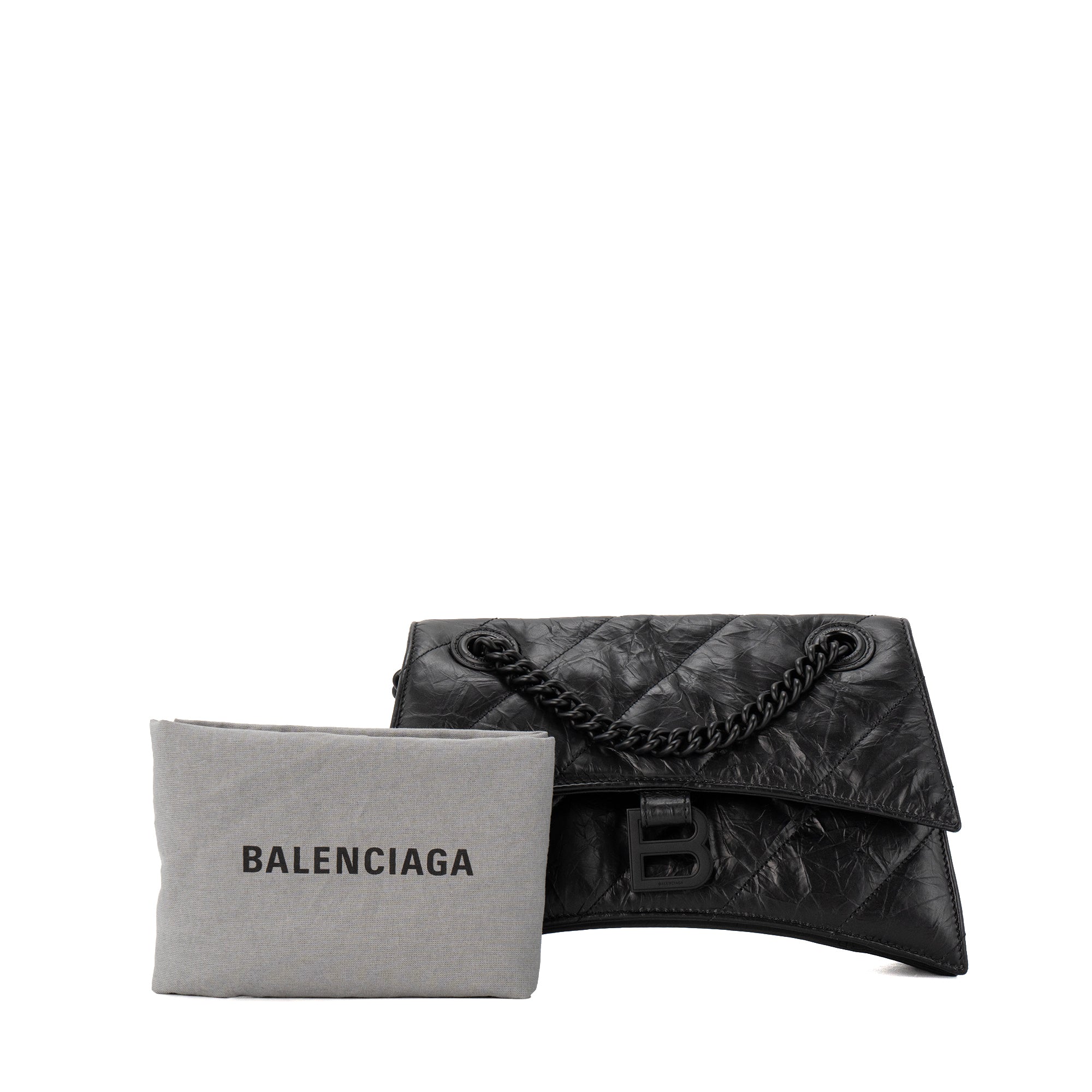 BALENCIAGA - Sac Crush PM Balenciaga en cuir froissé noir