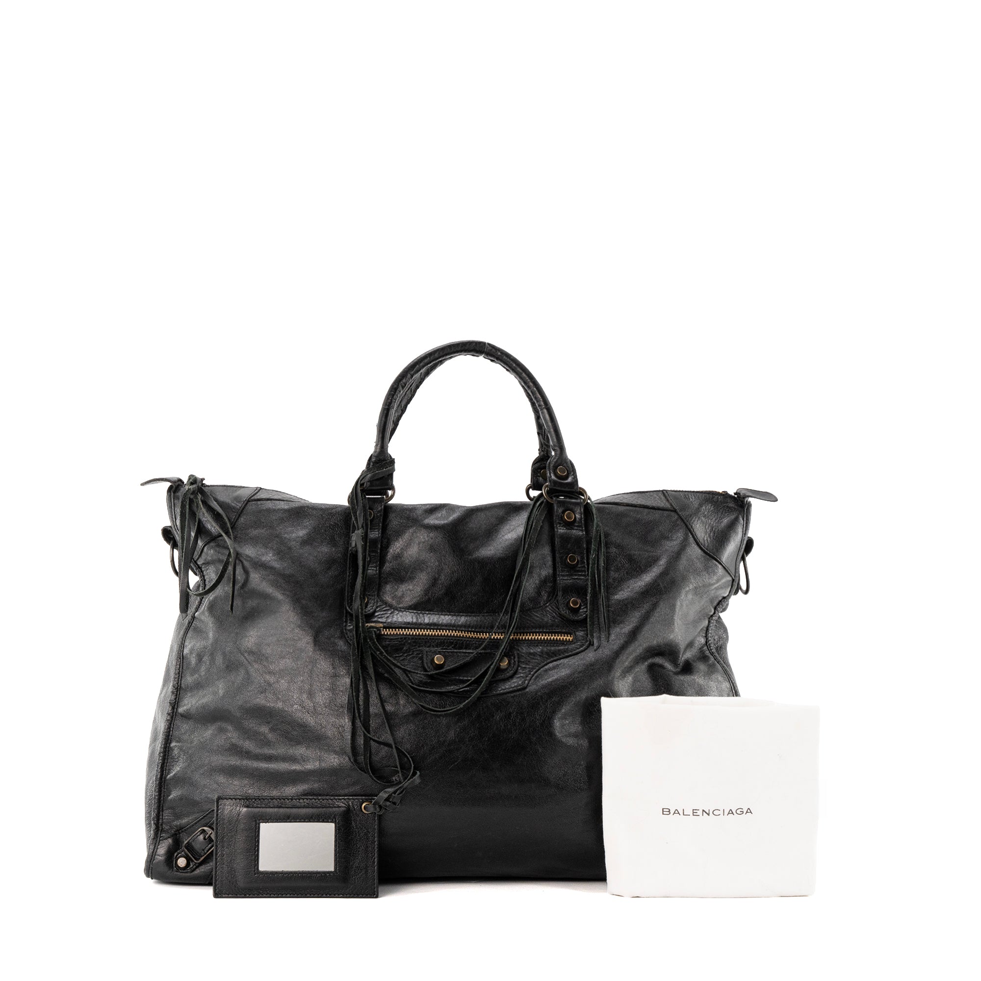 BALENCIAGA - Sac cabas City GM Balenciaga en cuir froissé noir