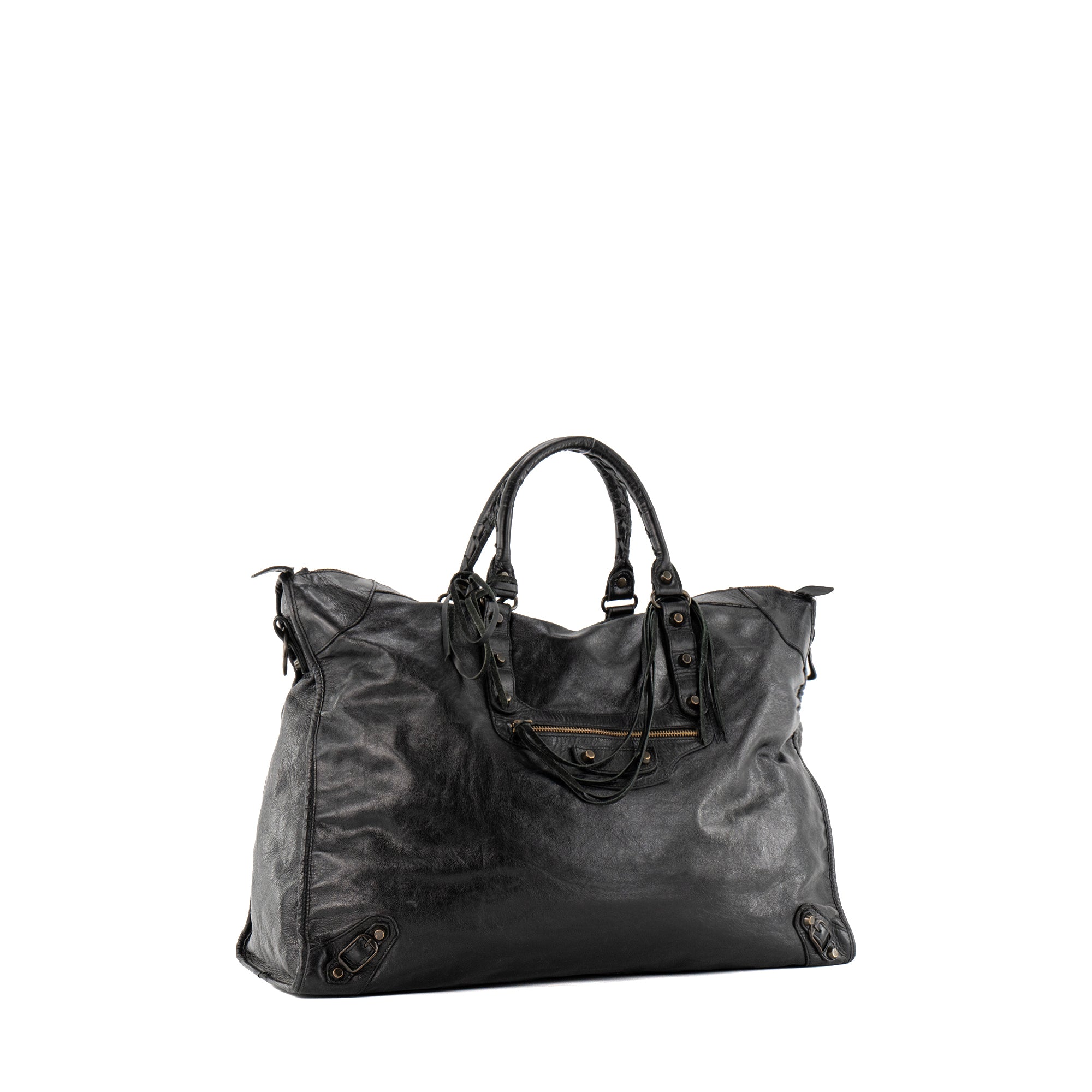 BALENCIAGA - Sac cabas City GM Balenciaga en cuir froissé noir