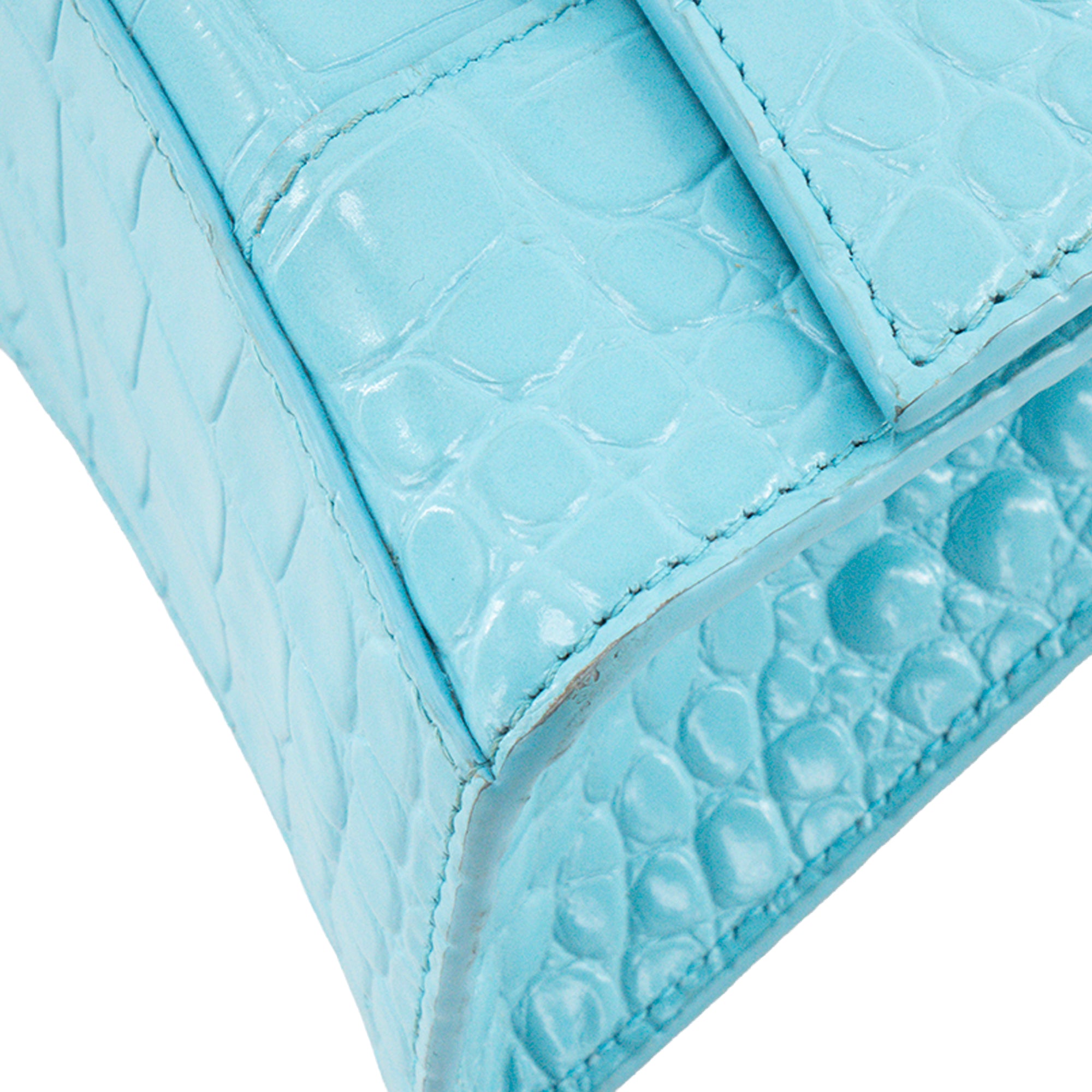BALENCIAGA - Sac à bandoulière Hourglass XS Balenciaga en cuir embossé bleu turquoise