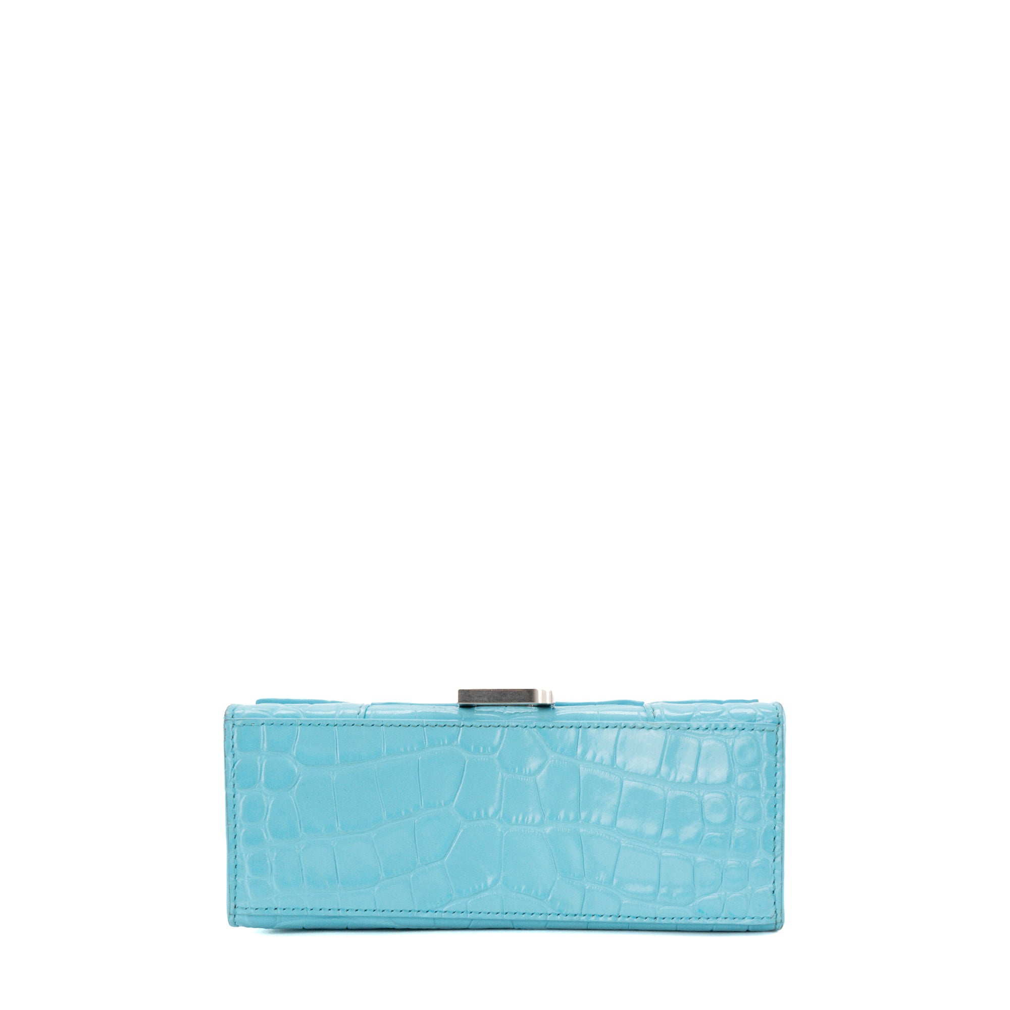BALENCIAGA - Sac à bandoulière Hourglass XS Balenciaga en cuir embossé bleu turquoise