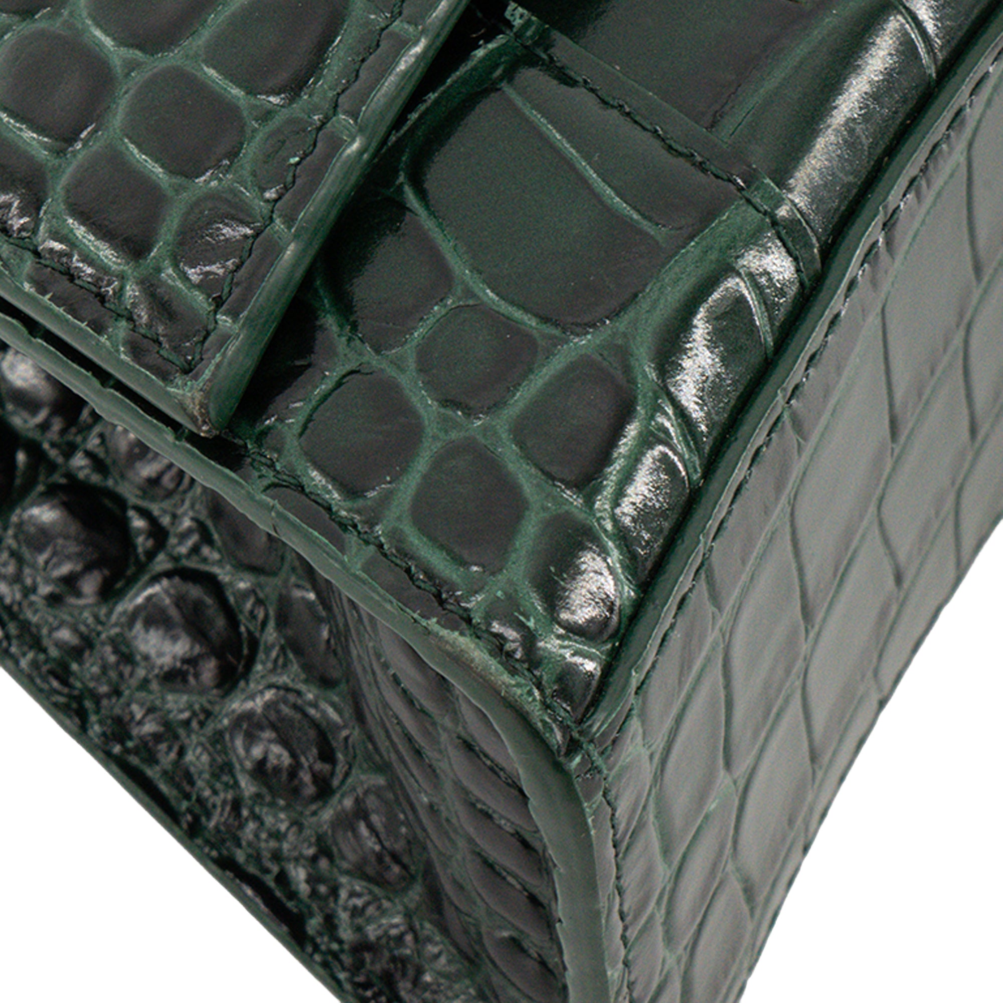 BALENCIAGA - Sac à bandoulière Hourglass XS Balenciaga en cuir embossé vert