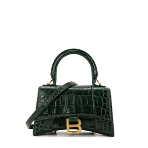 BALENCIAGA - Sac à bandoulière Hourglass XS Balenciaga en cuir embossé vert