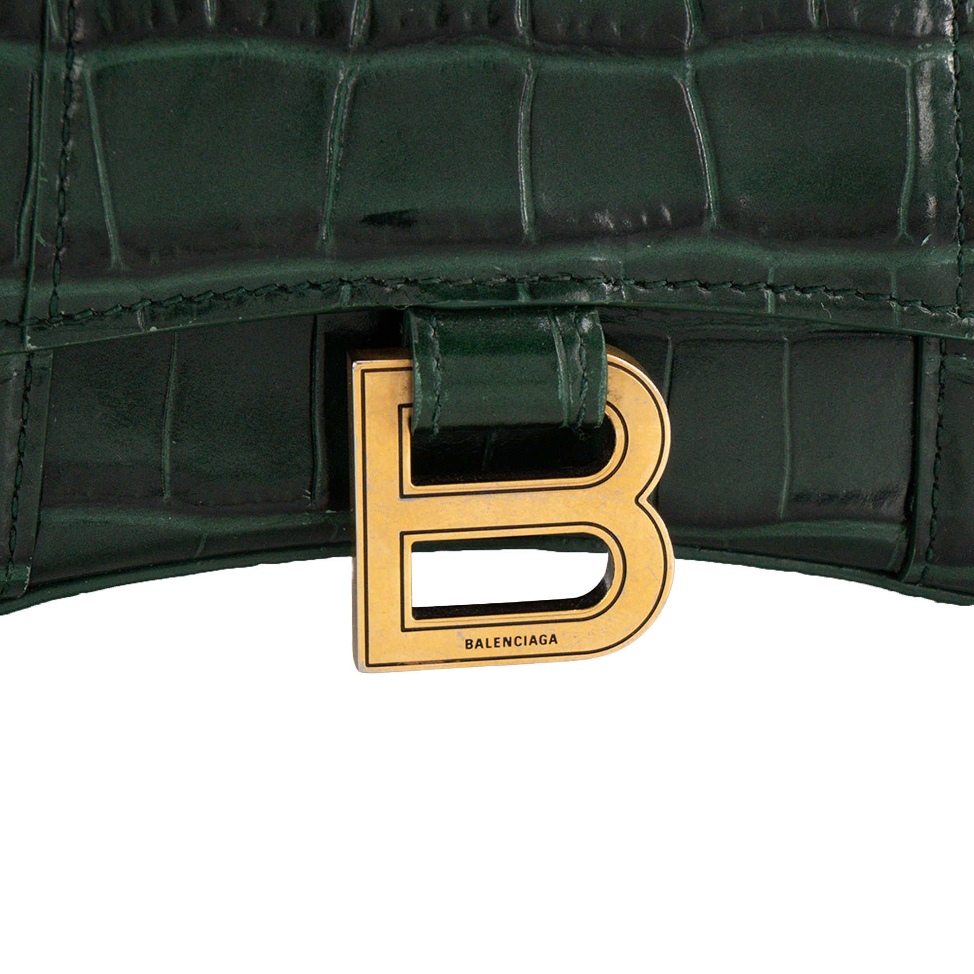 BALENCIAGA - Sac à bandoulière Hourglass XS Balenciaga en cuir embossé vert