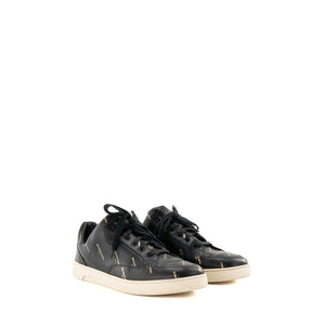 BALENCIAGA - Sneakers Logo Balenciaga en cuir noir et doré (T42)