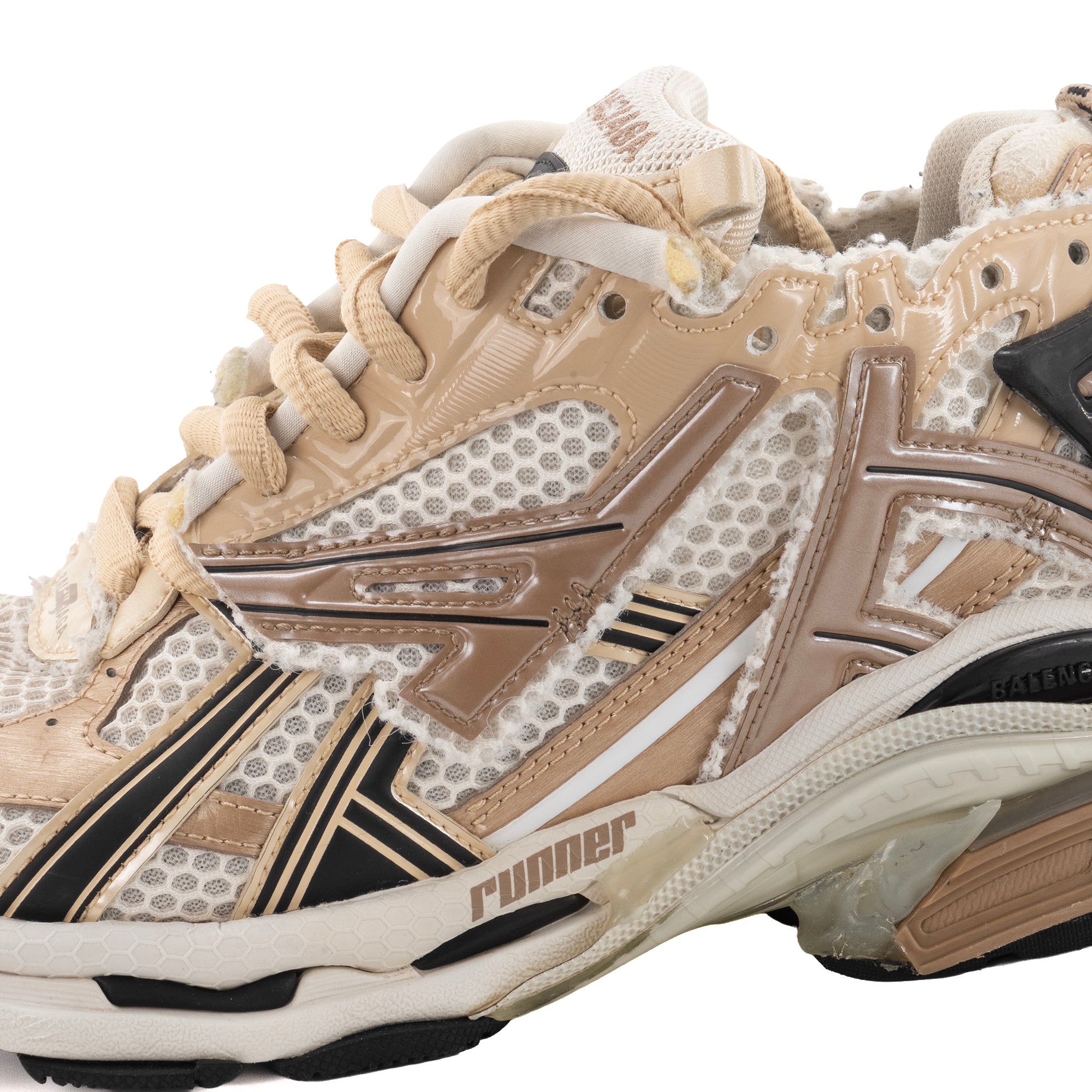 BALENCIAGA - Sneakers Runner Balenciaga en toile et cuir beige (T37)