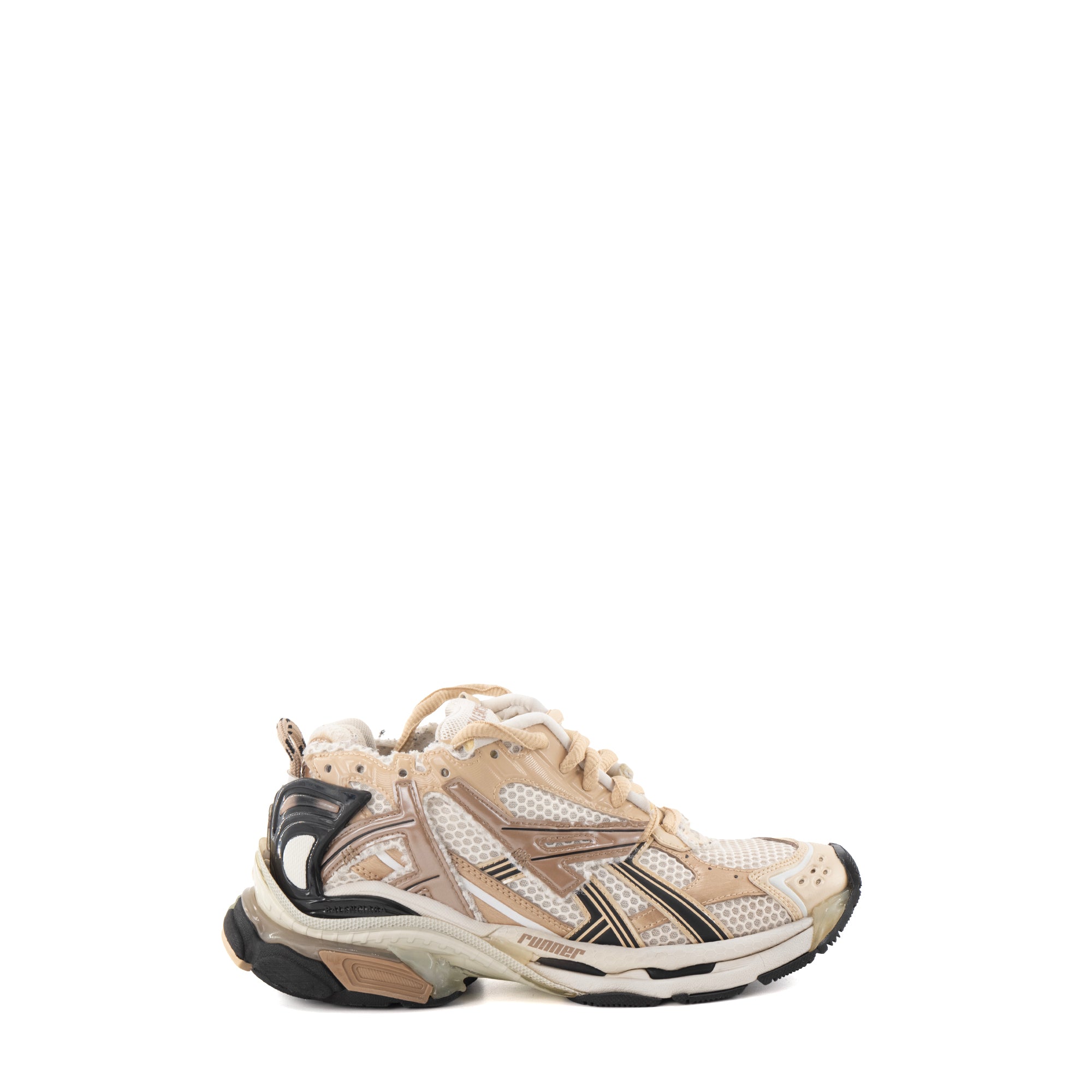 BALENCIAGA - Sneakers Runner Balenciaga en toile et cuir beige (T37)