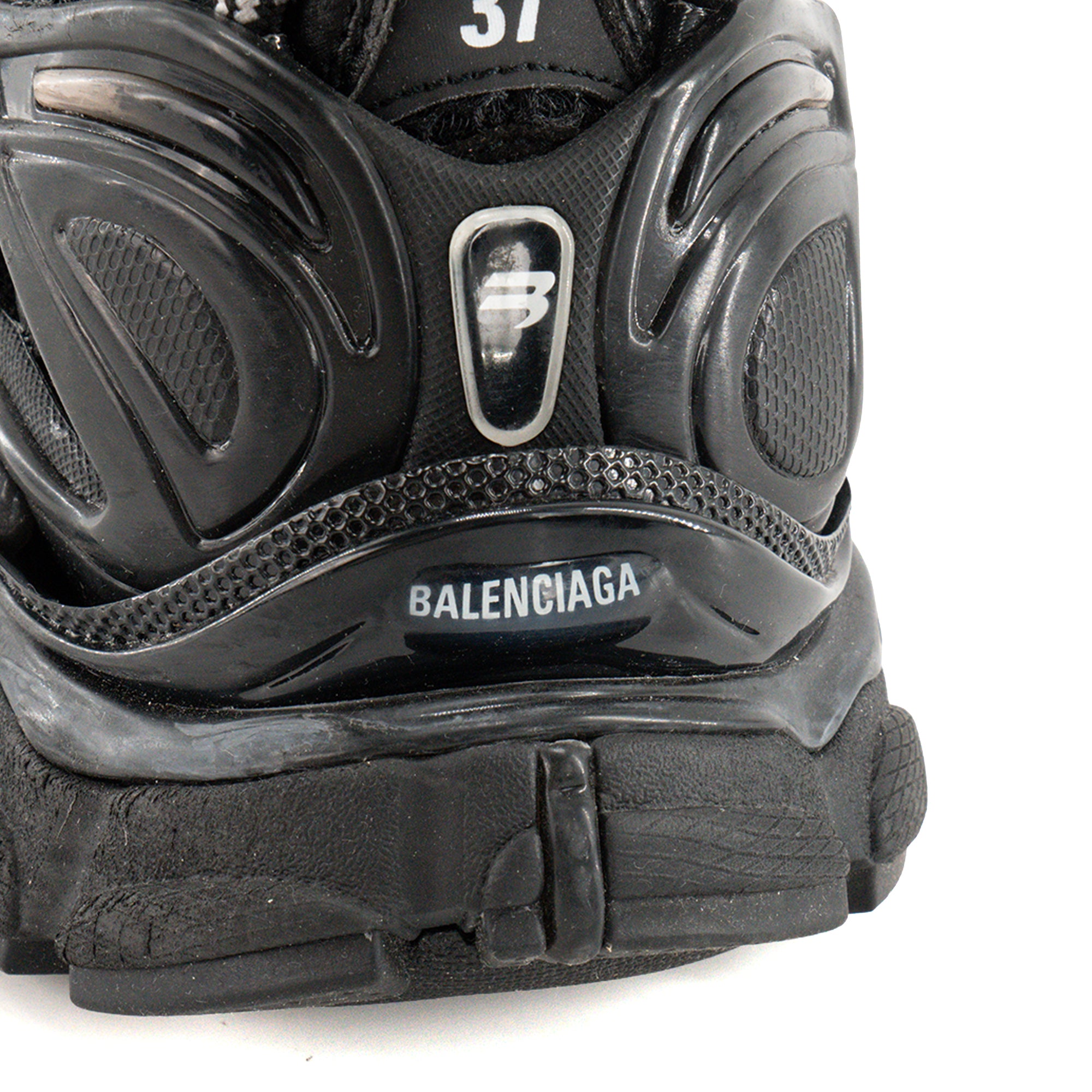 BALENCIAGA - Sneakers Runner Balenciaga en toile et plastique noir (T37)