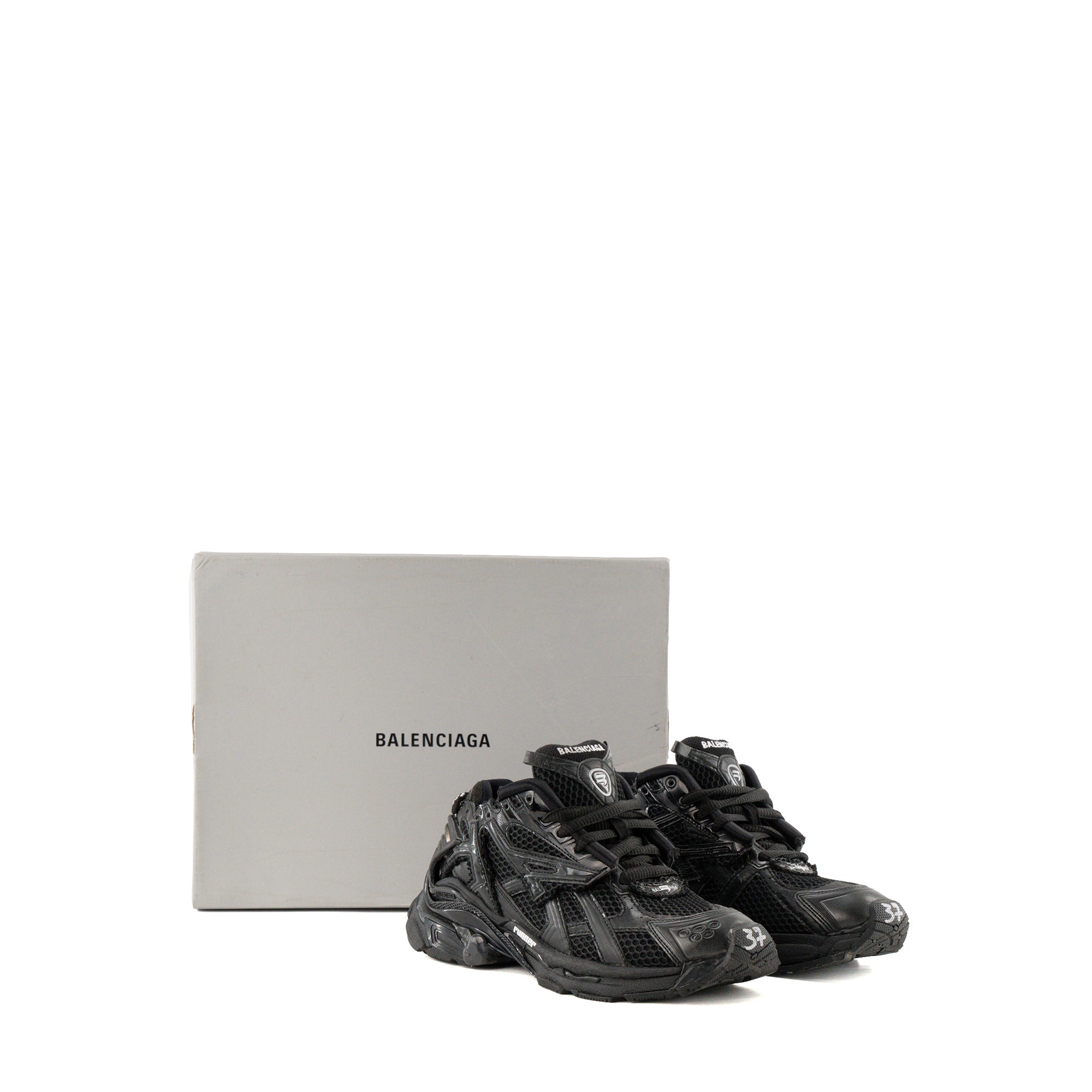 BALENCIAGA - Sneakers Runner Balenciaga en toile et plastique noir (T37)