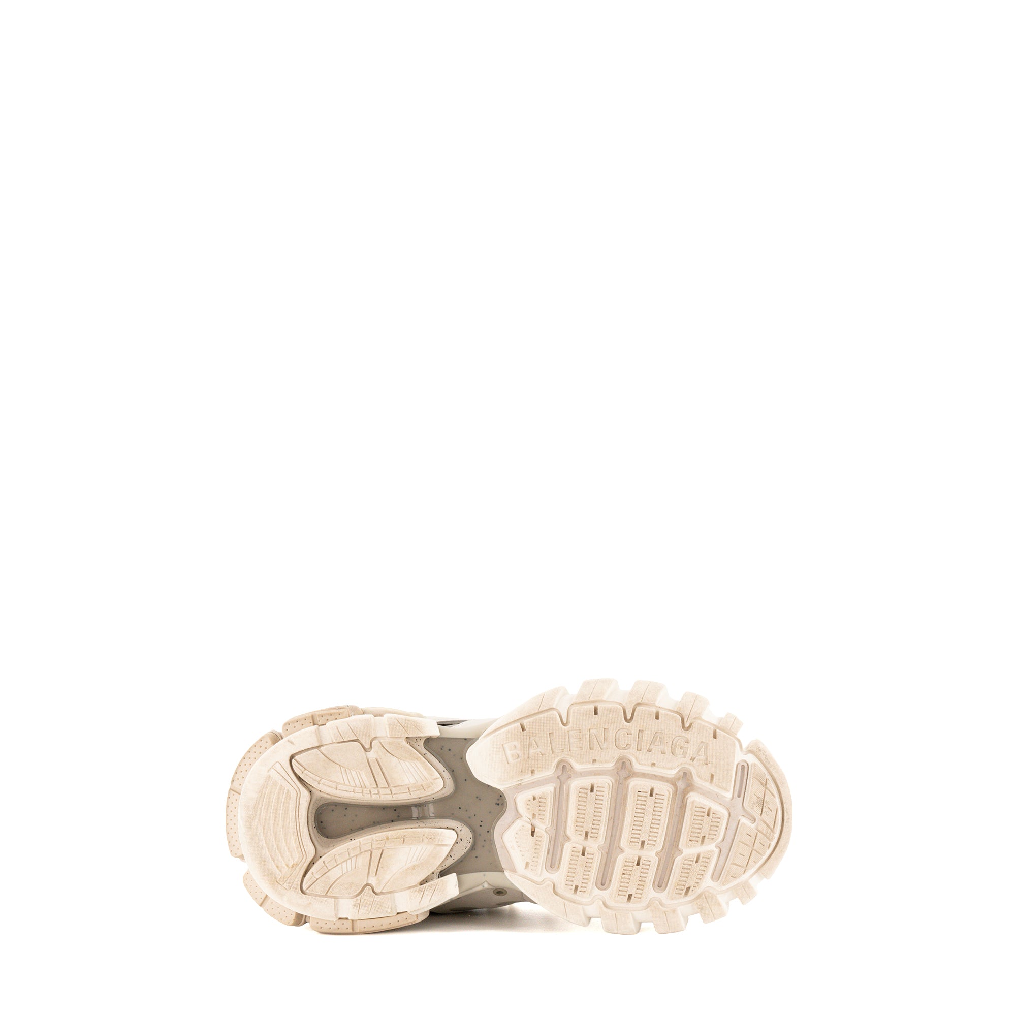 BALENCIAGA - Sneakers Track Balenciaga en cuir et toile blanche et grise (T37)