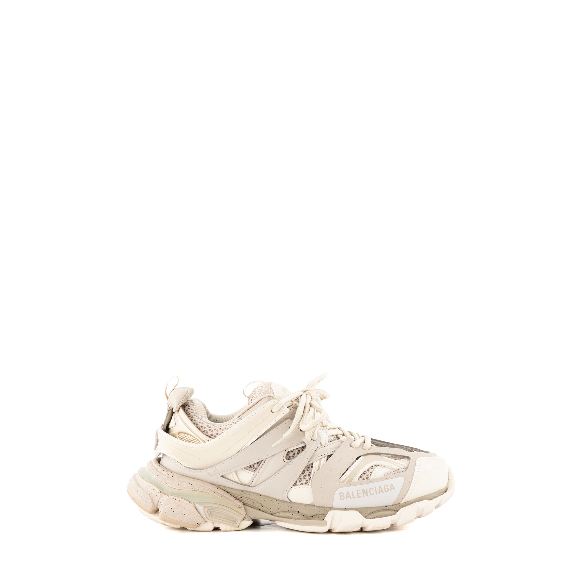 BALENCIAGA - Sneakers Track Balenciaga en cuir et toile blanche et grise (T37)