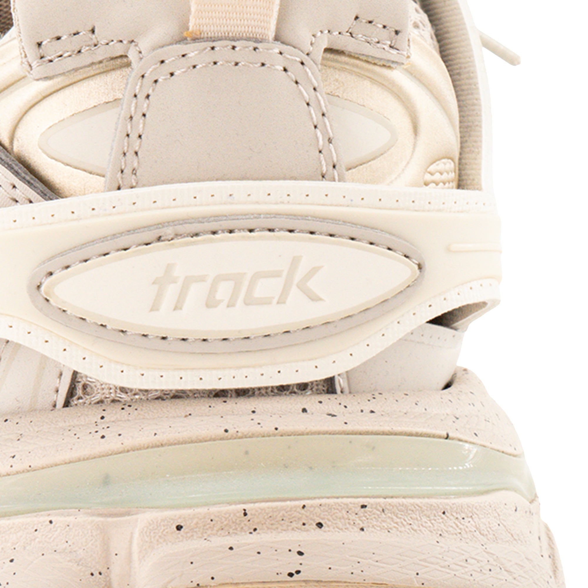 BALENCIAGA - Sneakers Track Balenciaga en cuir et toile blanche et grise (T37)