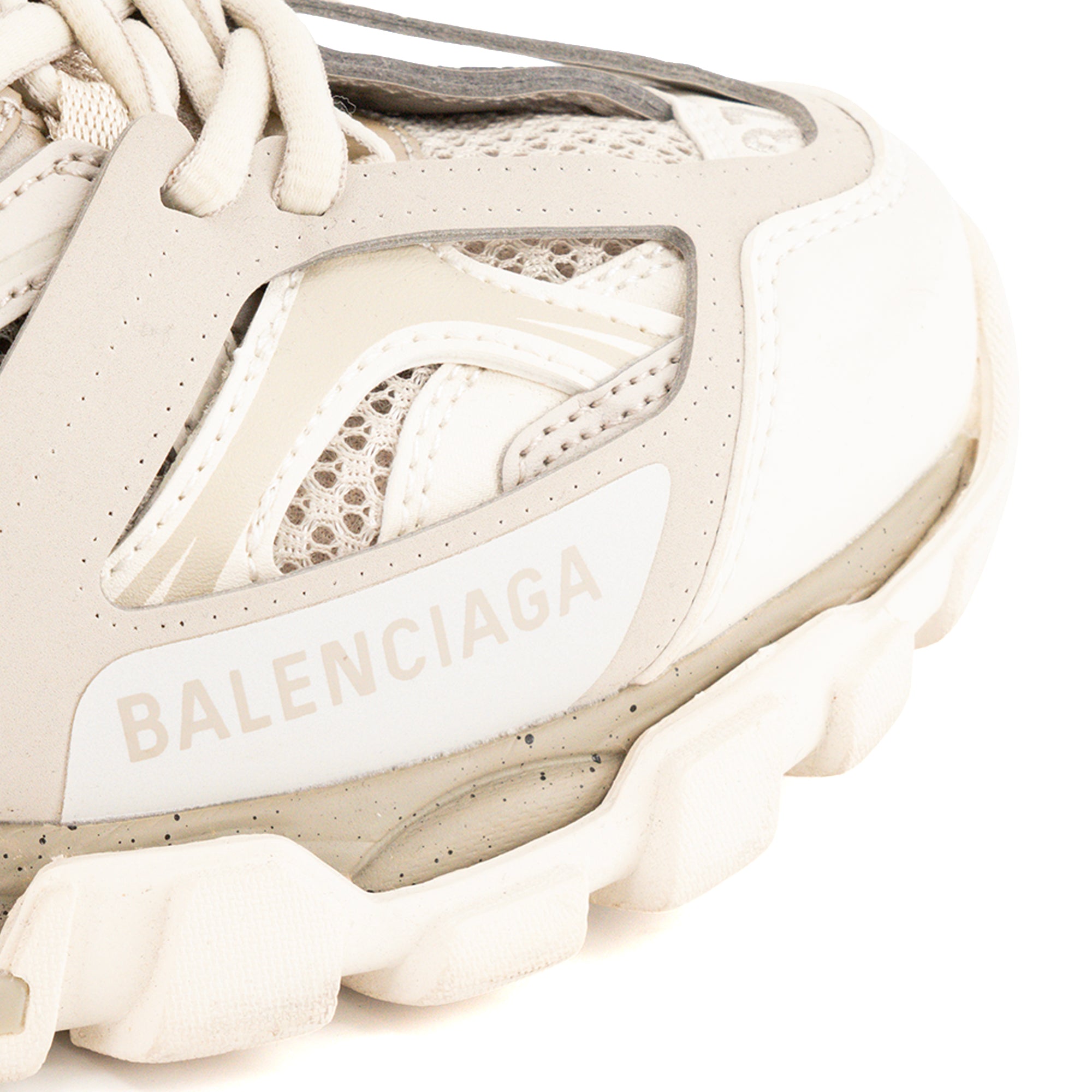 BALENCIAGA - Sneakers Track Balenciaga en cuir et toile blanche et grise (T37)