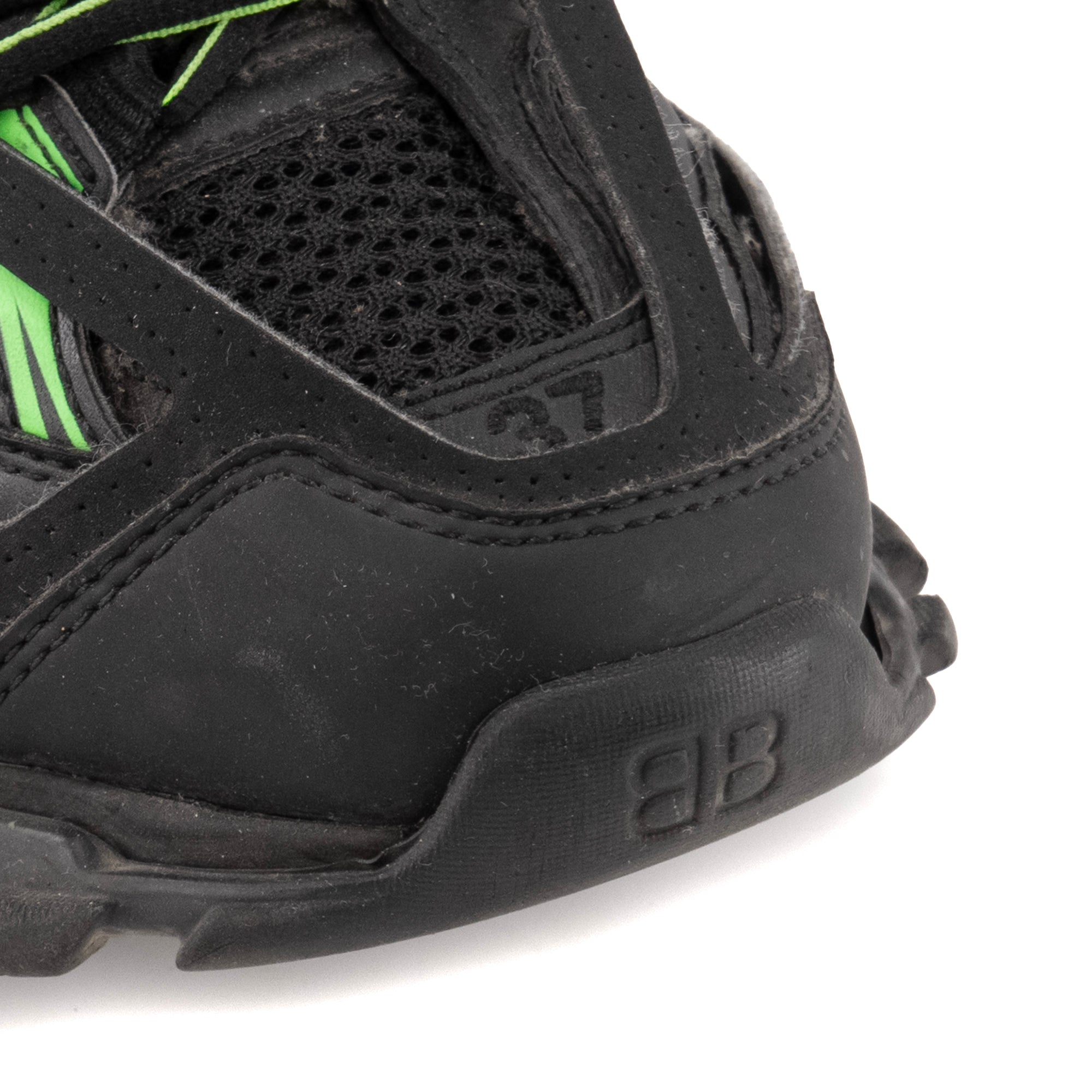 BALENCIAGA - Sneakers Track Balenciaga en cuir noir et vert (T37)