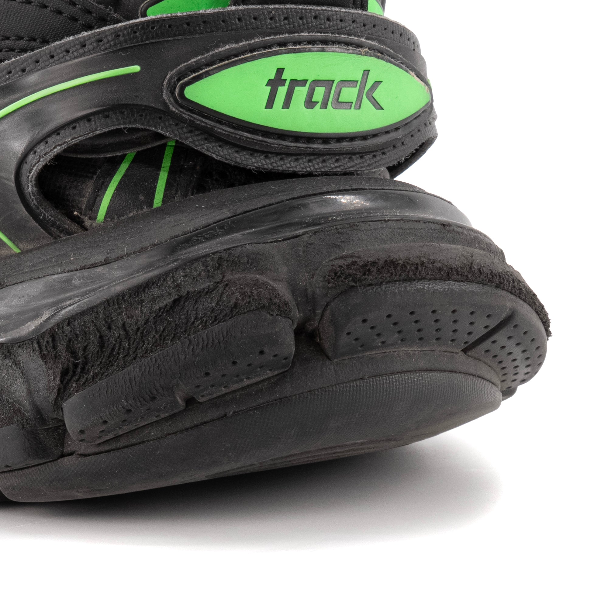 BALENCIAGA - Sneakers Track Balenciaga en cuir noir et vert (T37)